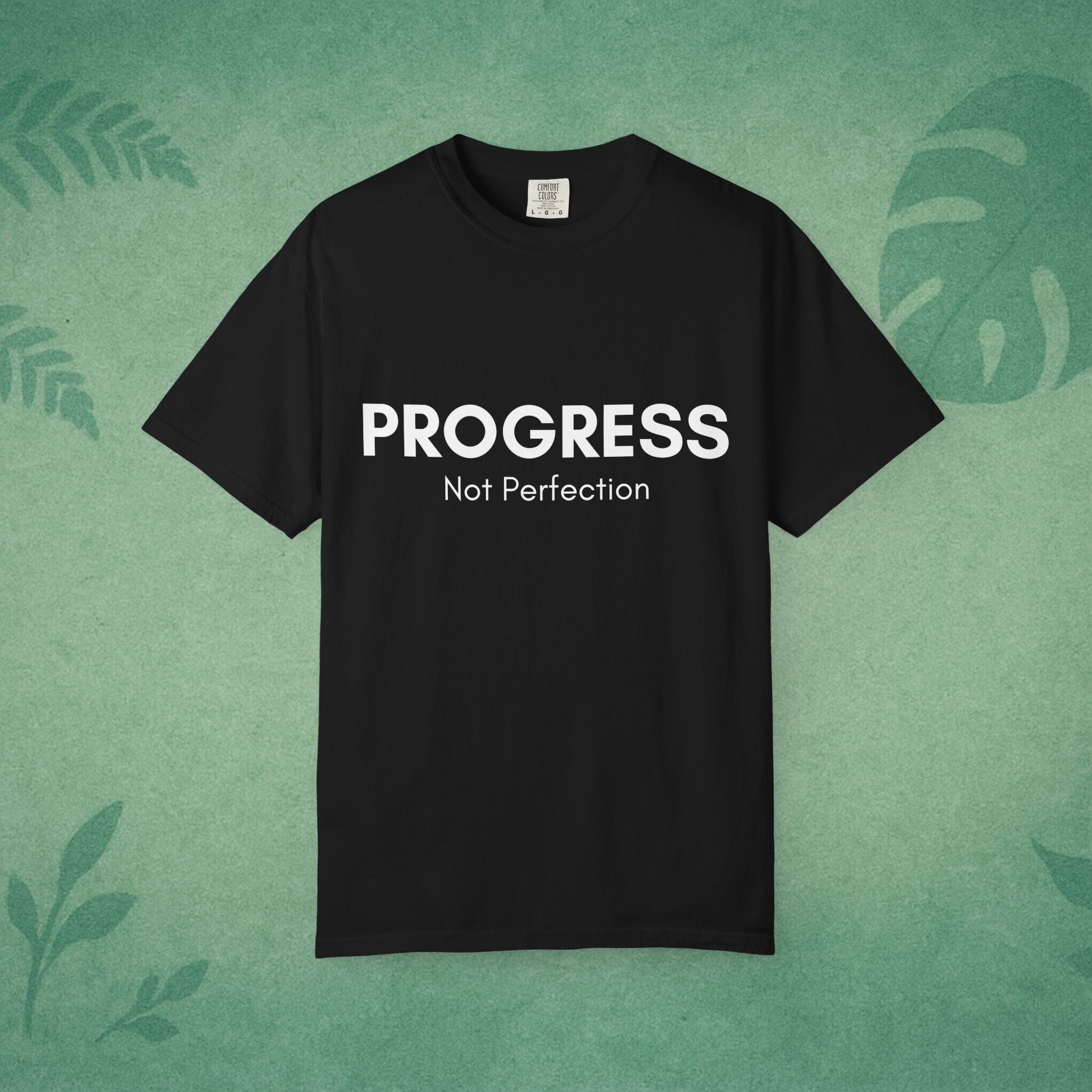 Progress, Not Perfection Yoga T-Shirt – Unisex Garment-Dyed, Relaxed Fit Mindfulness Affirmation Self-Care Gift