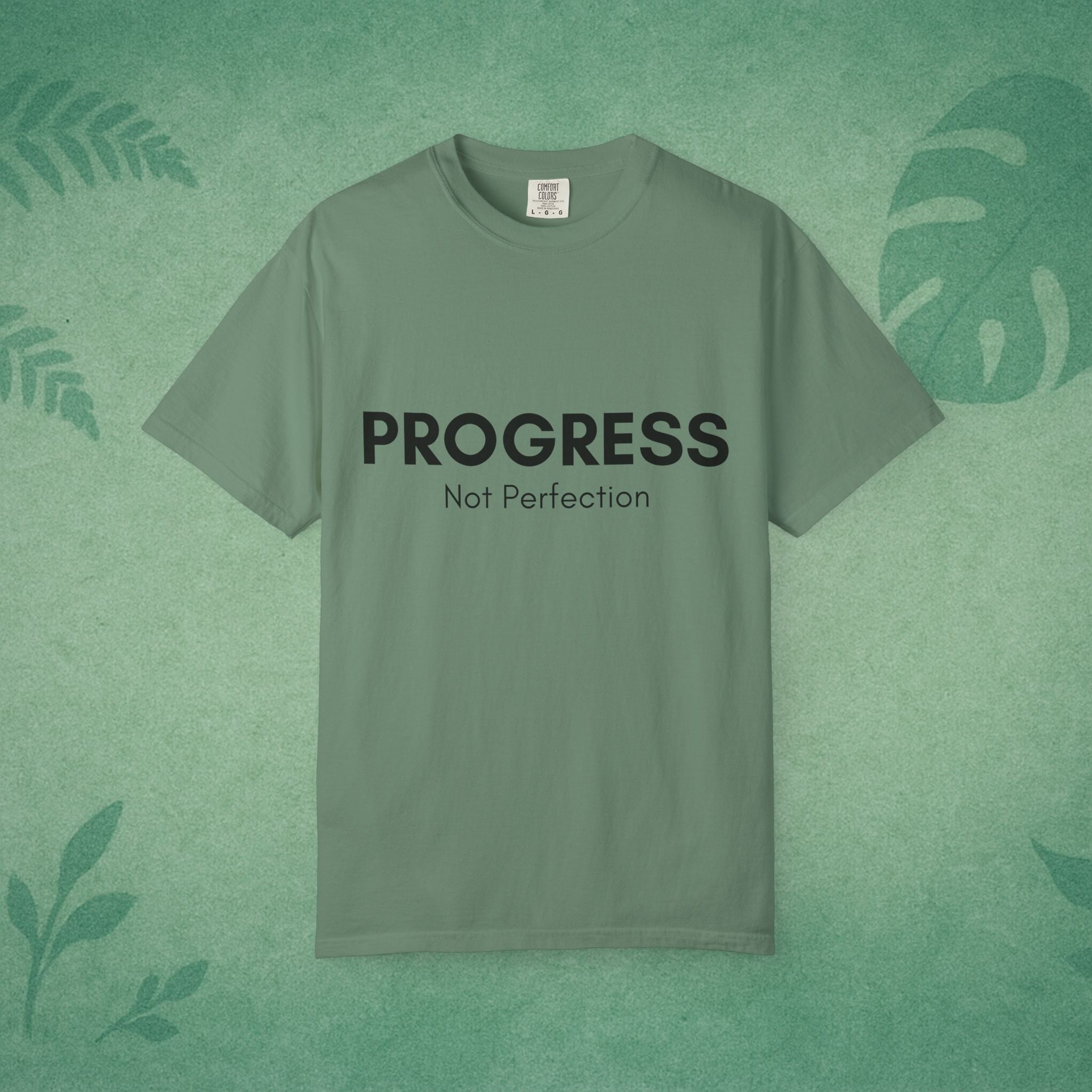 Progress Not Perfection Unisex Garment-Dyed T-Shirt – Relaxed Fit Yoga Mindfulness Tee, Positive Affirmation Self-Care Gift