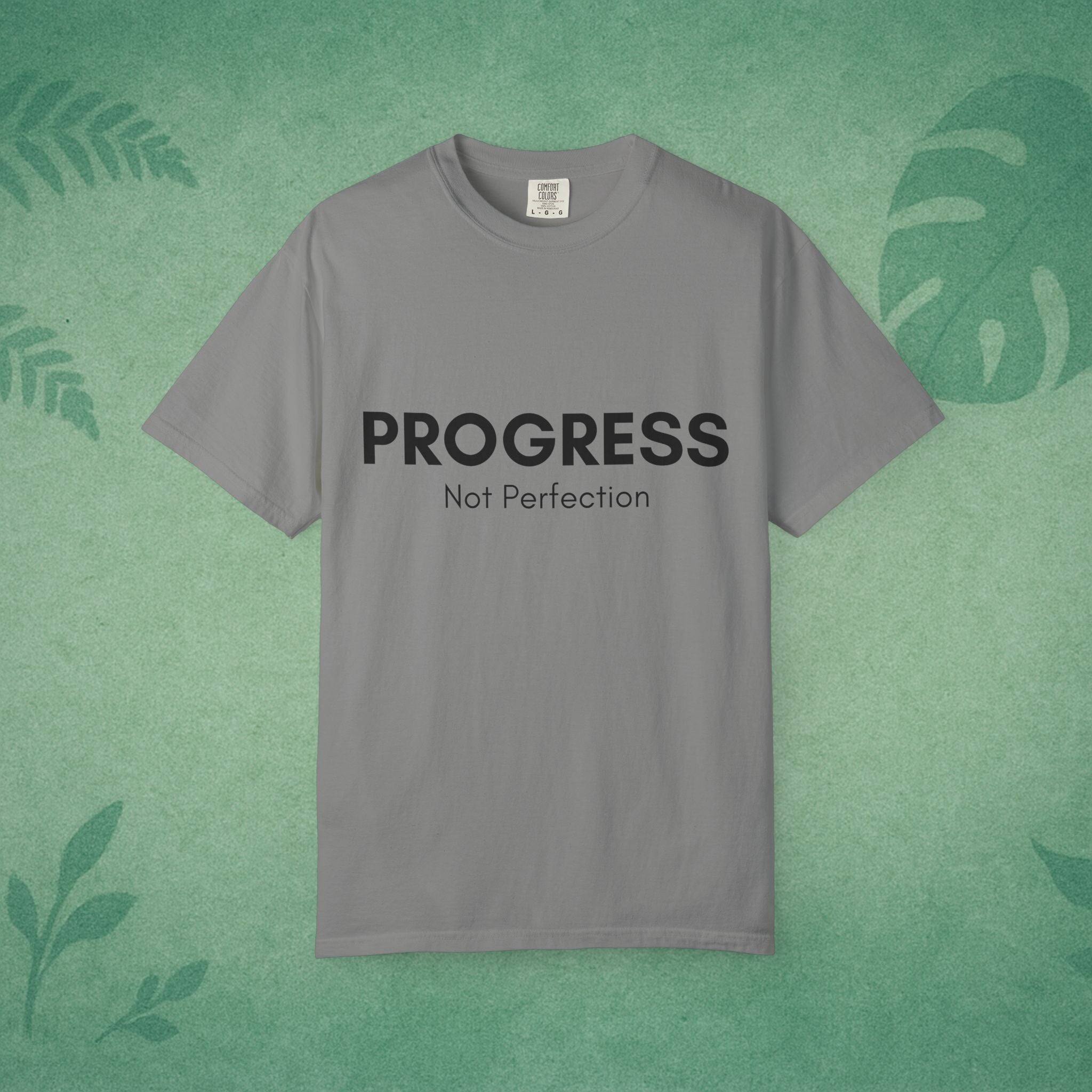 Progress Not Perfection Unisex Garment-Dyed T-Shirt – Relaxed Fit Yoga Mindfulness Tee, Positive Affirmation Self-Care Gift