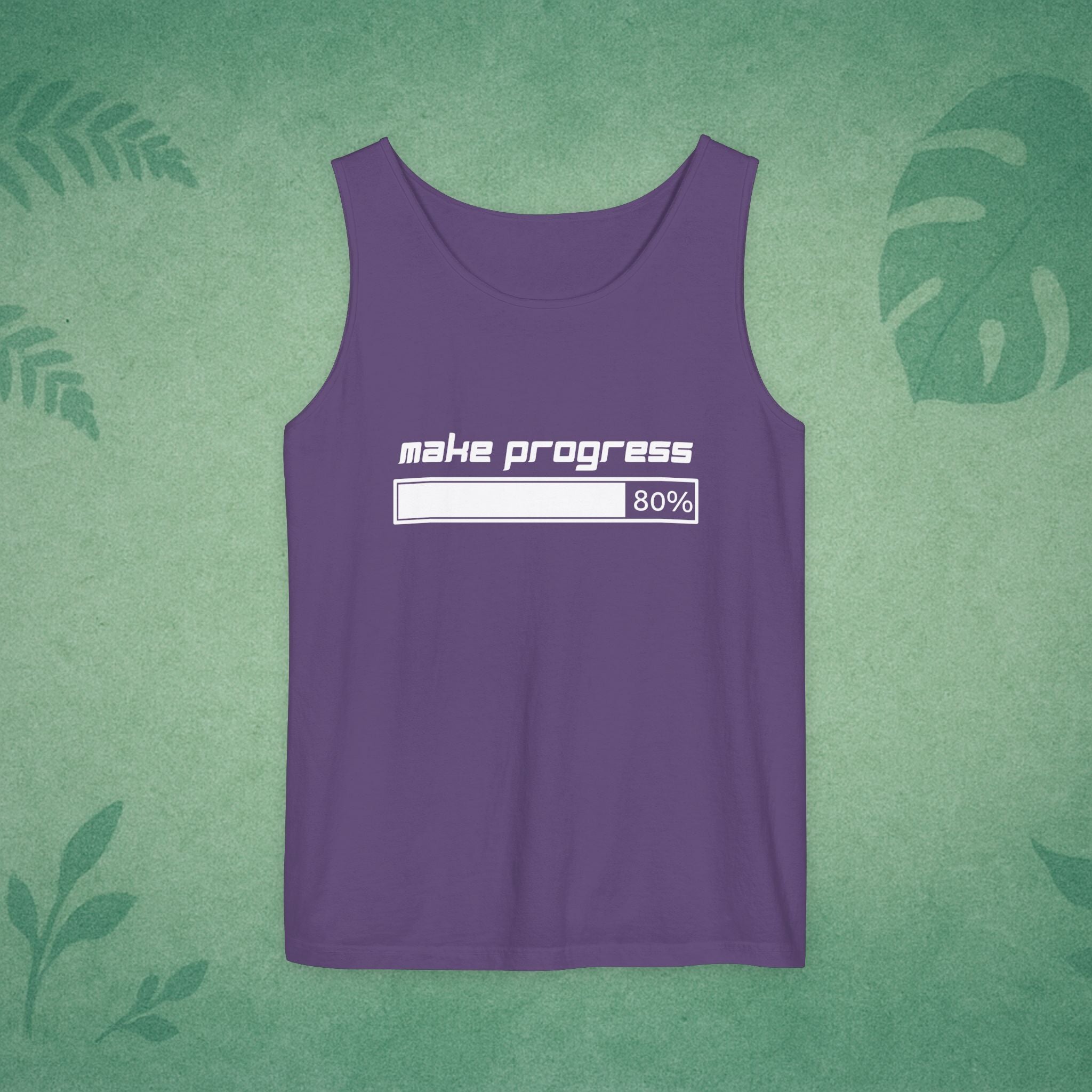 Make Progress Tank Top (Dark-Colored Ver.) – Mindfulness Tank, Positive Growth Activewear, Encouraging Gift for Yoga Lovers & Focused Go-Getters