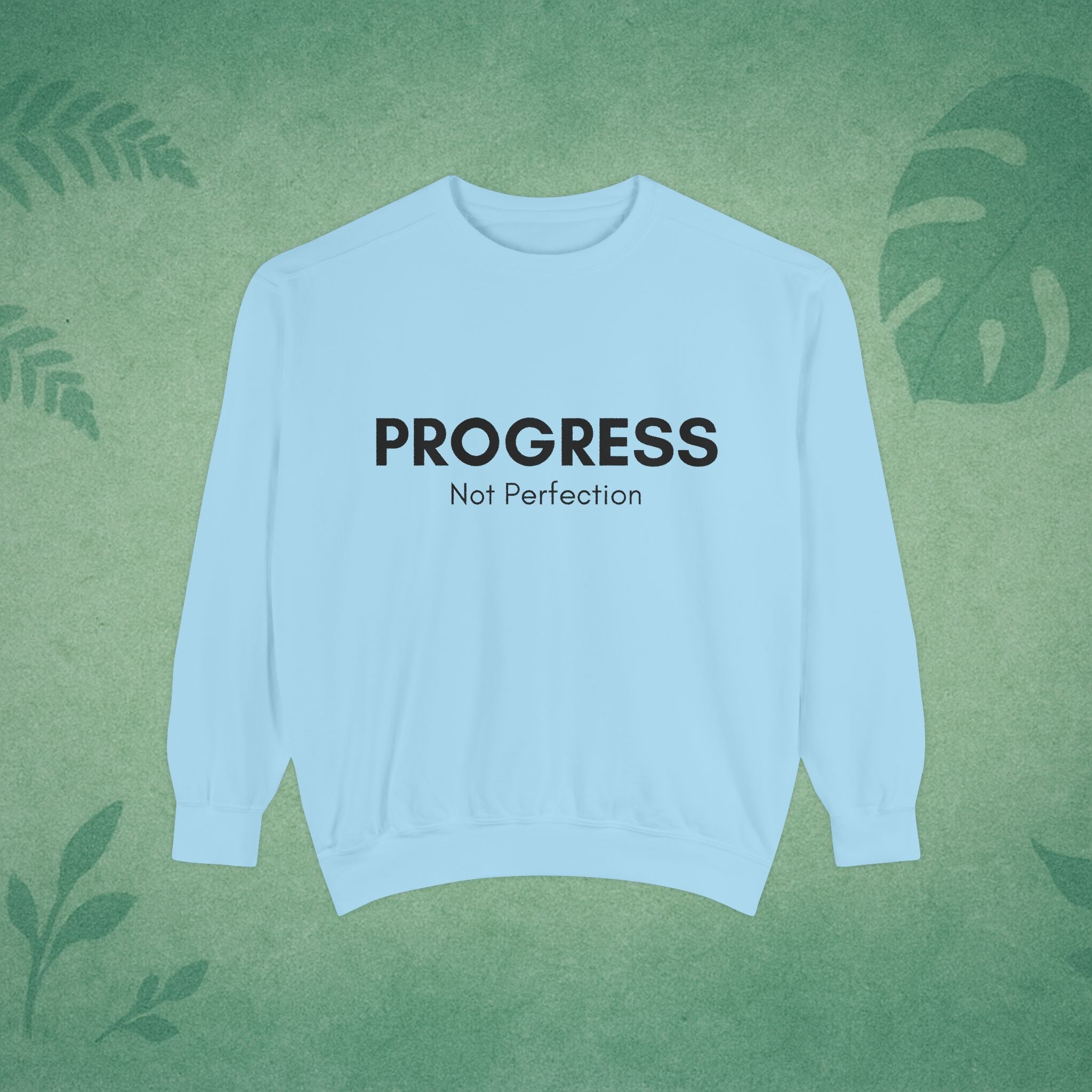Progress Not Perfection Unisex Crewneck Sweatshirt – Classic Fit Workday Mindfulness for Young Professionals