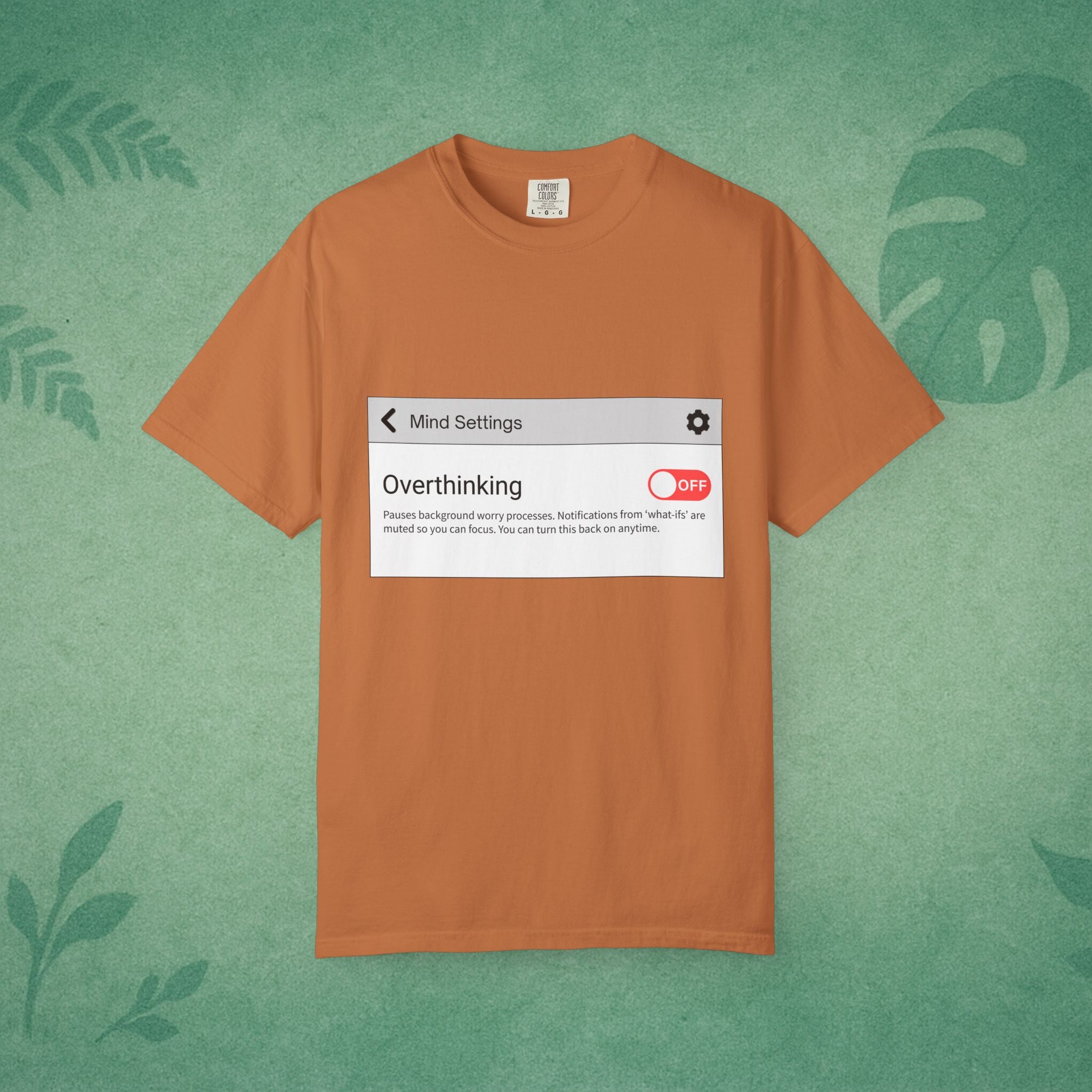 Overthinking: OFF T-Shirt – Digital Calm Tee for Mindful Living