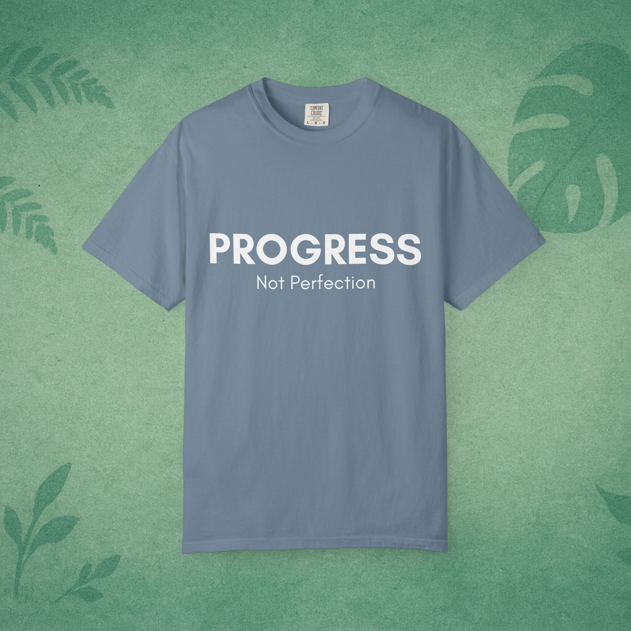 Progress, Not Perfection Yoga T-Shirt – Unisex Garment-Dyed, Relaxed Fit Mindfulness Affirmation Self-Care Gift