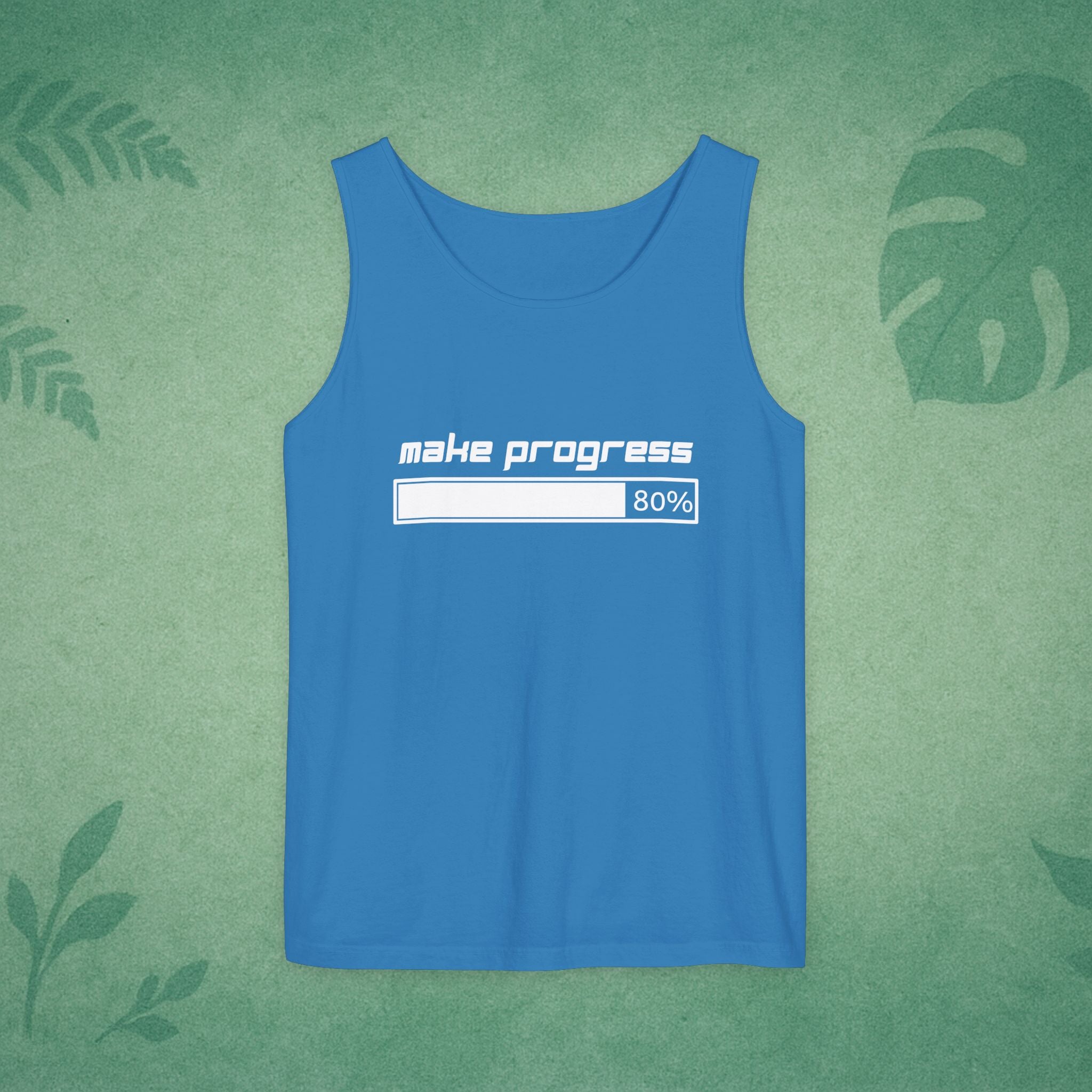 Make Progress Tank Top (Dark-Colored Ver.) – Mindfulness Tank, Positive Growth Activewear, Encouraging Gift for Yoga Lovers & Focused Go-Getters