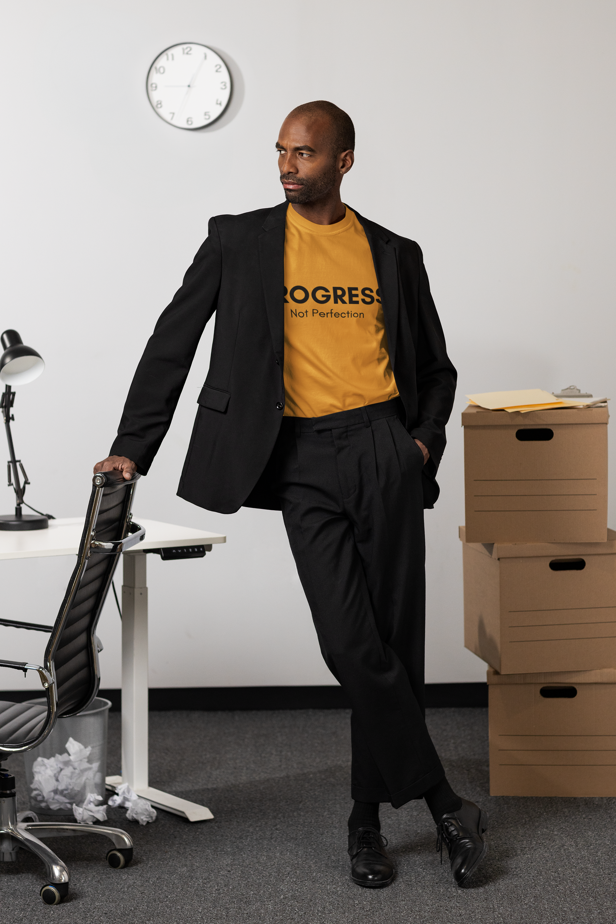 Progress Not Perfection Unisex Garment-Dyed T-Shirt – Relaxed Fit Yoga Mindfulness Tee, Positive Affirmation Self-Care Gift