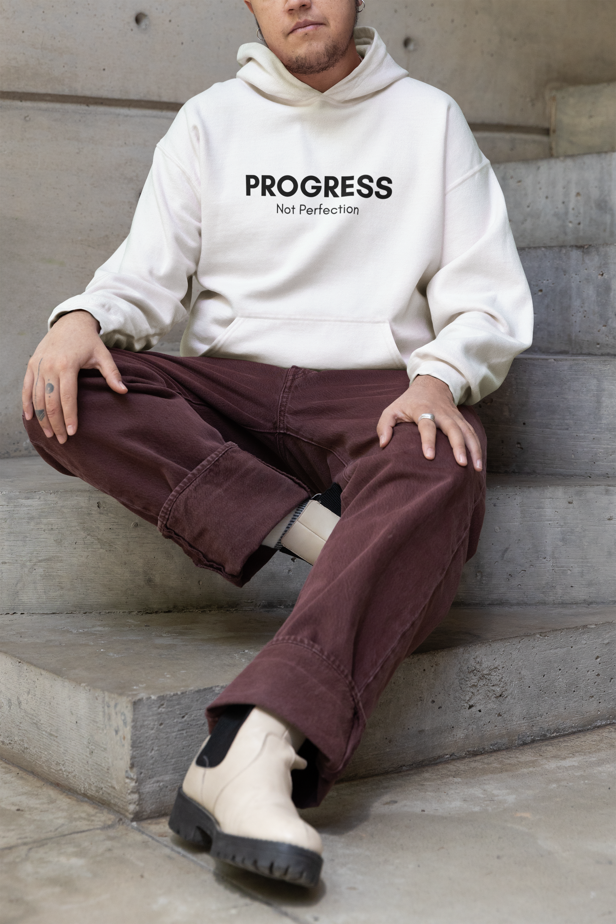 Progress Not Perfection Unisex Heavy Blend Hoodie – Classic Fit Mindfulness Layer for Young Professionals