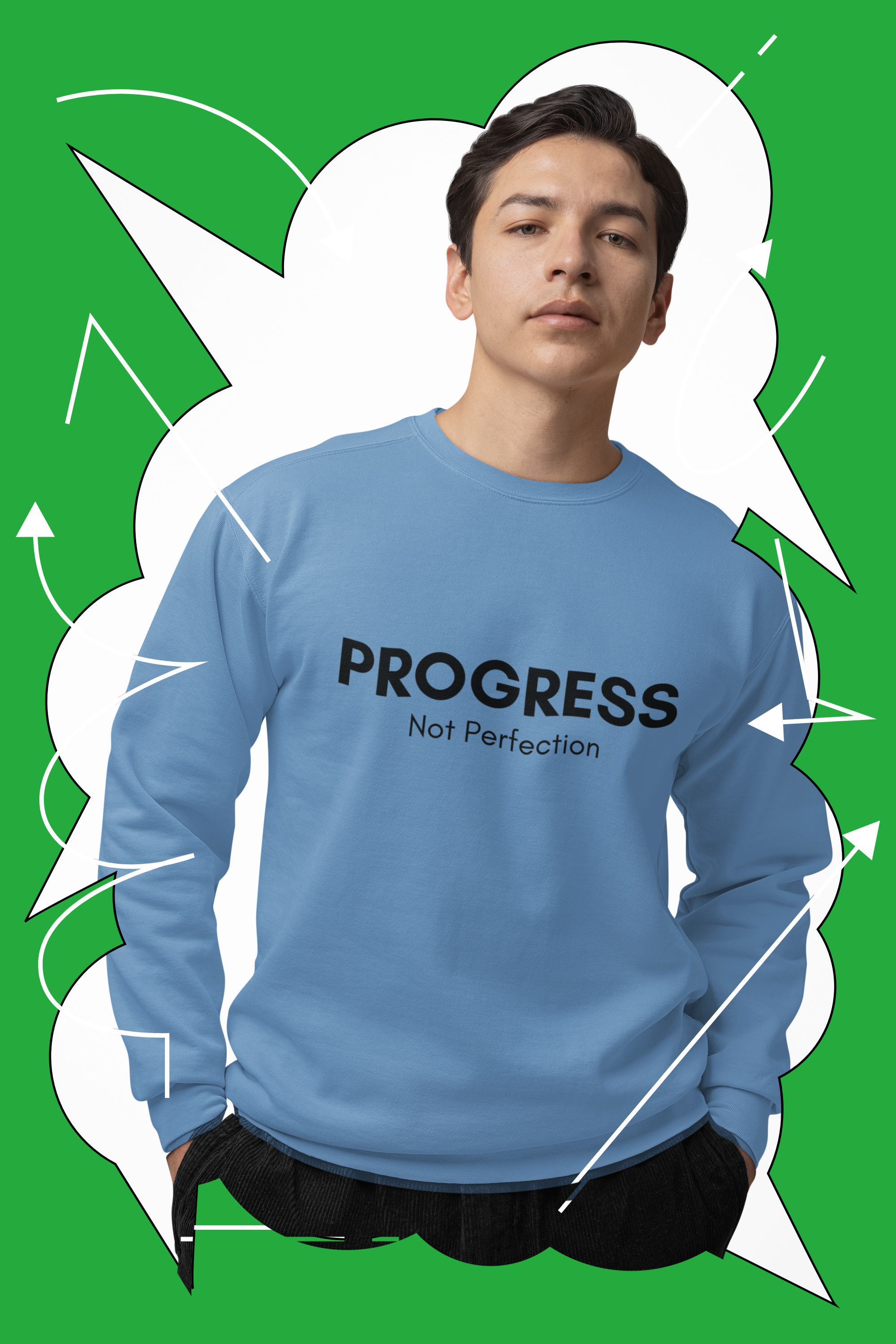 Progress Not Perfection Unisex Crewneck Sweatshirt – Classic Fit Workday Mindfulness for Young Professionals