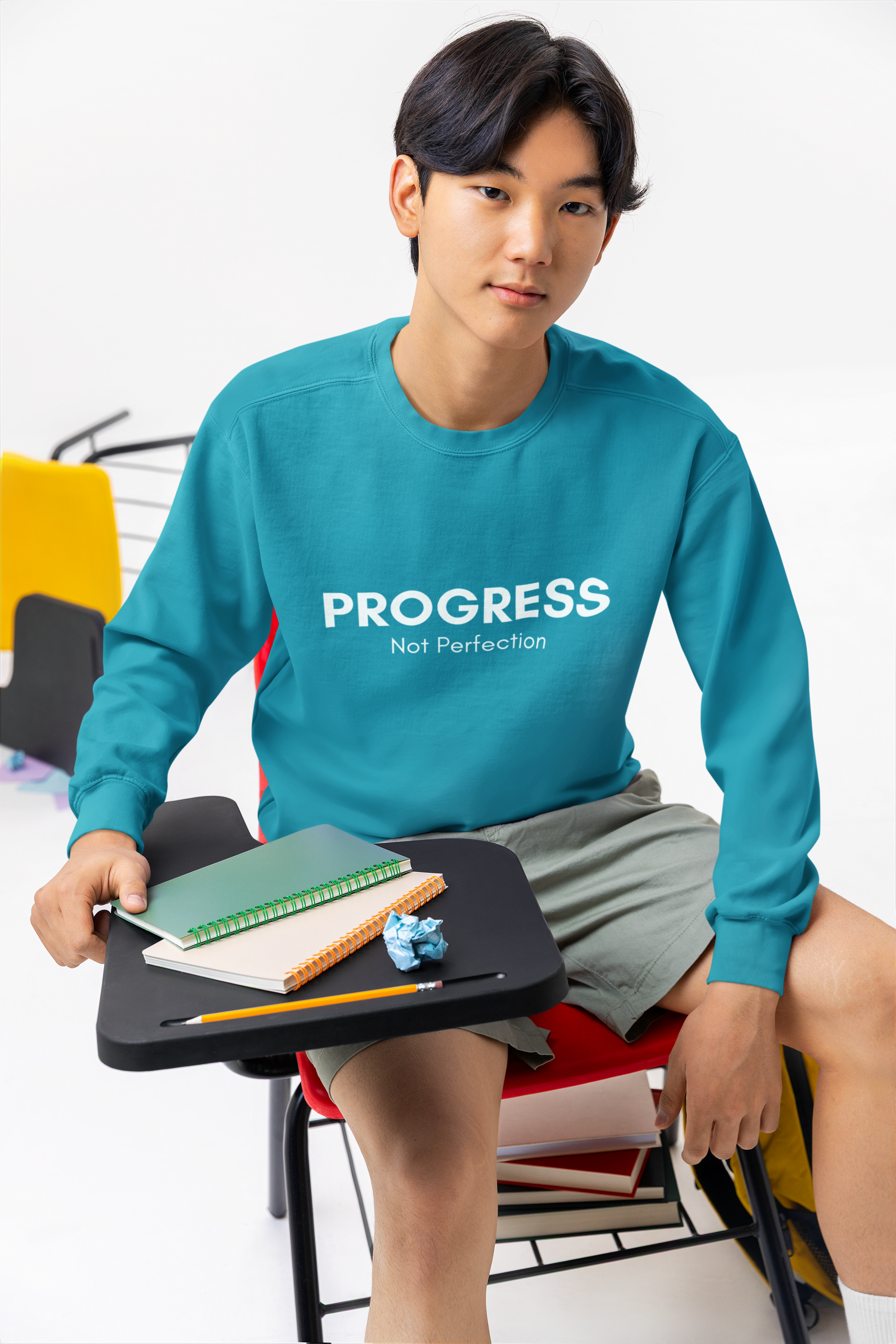 Progress Not Perfection Sweatshirt – Unisex Fleece Crewneck for Young Professionals, Office-Ready Affirmation