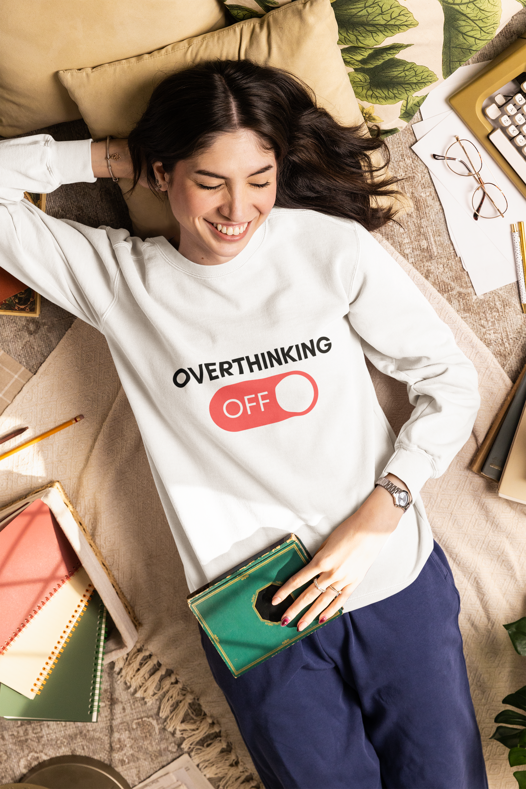 Overthinking Off Sweatshirt – Mental Wellness, Mindfulness Pullover, Self-Care Gift, Stress Relief, Motivational Apparel