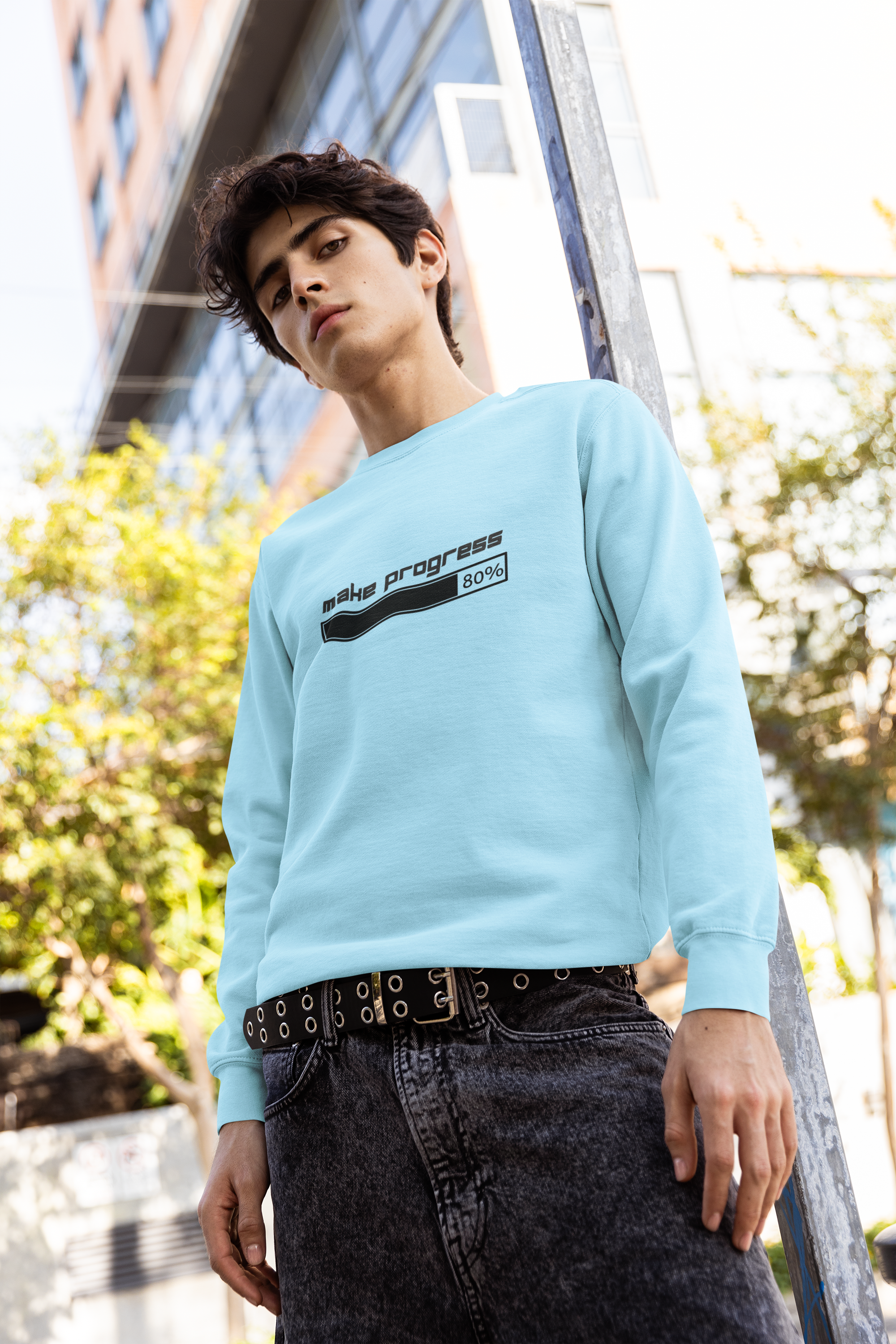 Make Progress Sweatshirt – Motivational Crewneck, Mindful Study Session Apparel, Premium Self-Care Gift