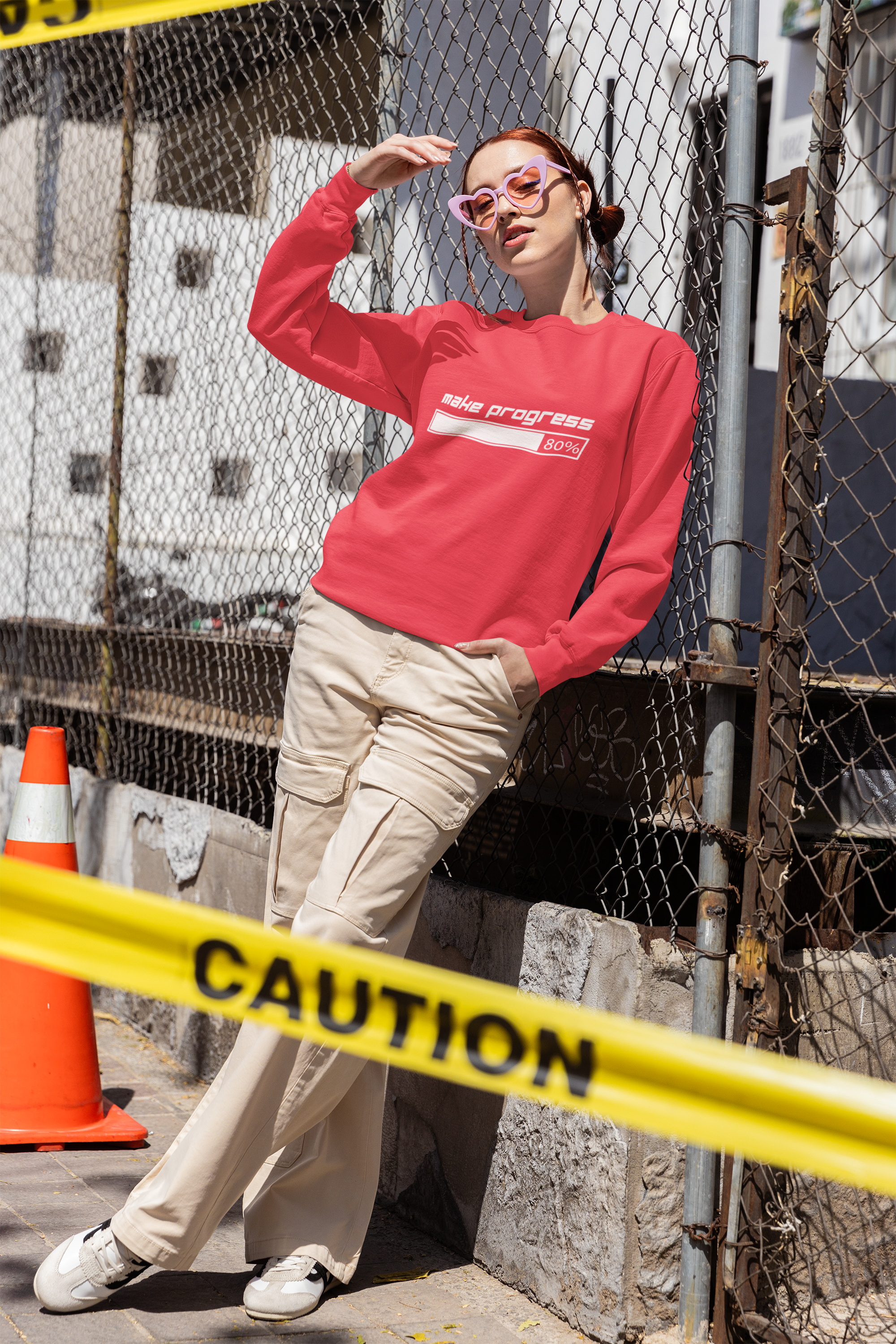 Make Progress Sweatshirt (Dark-Colored Ver.) – Positive Affirmation Crewneck, Mental Wellness Apparel, Premium Self-Care Gift