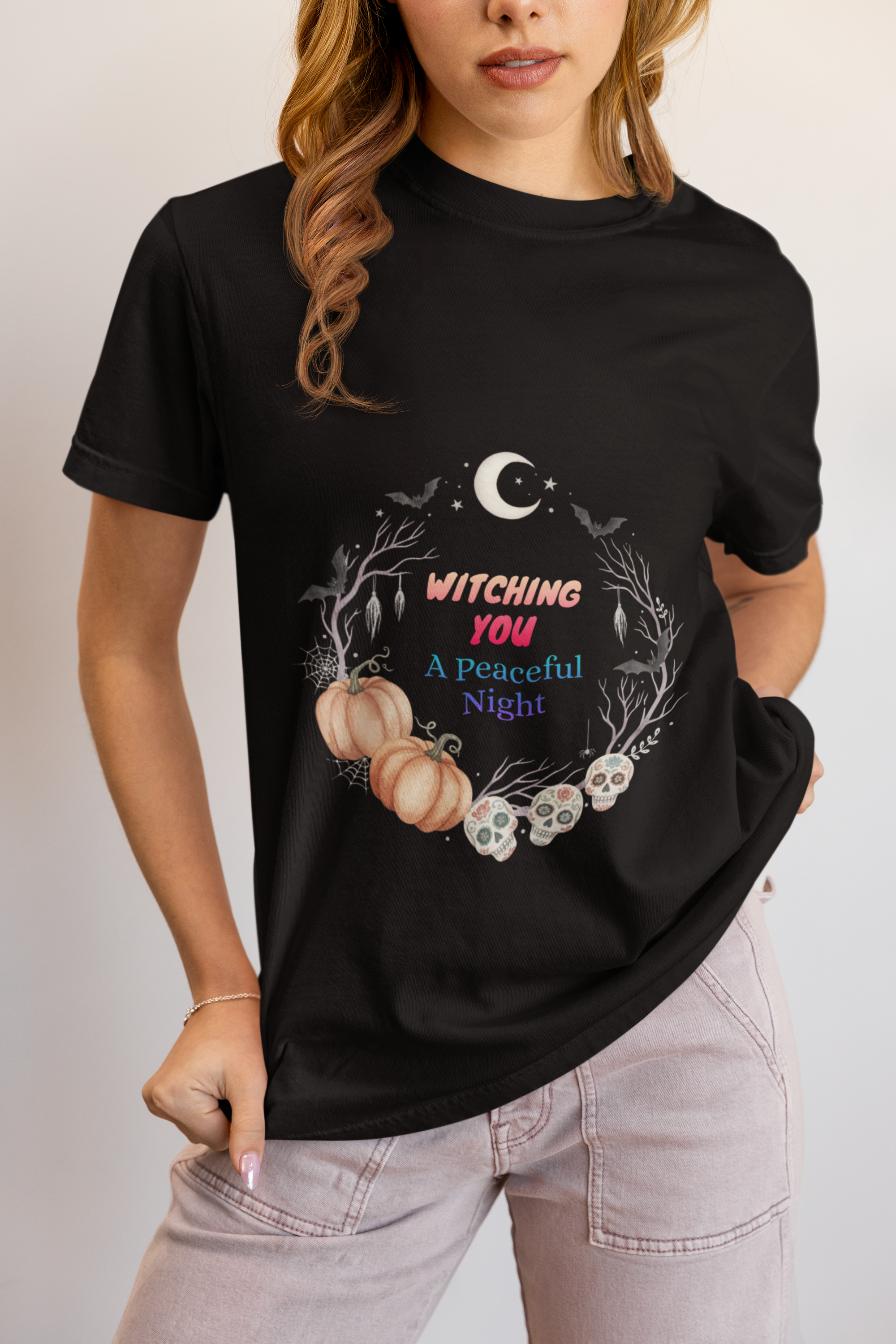 Witching You A Peaceful Night T-Shirt – Mindful Halloween Apparel for Calm Souls
