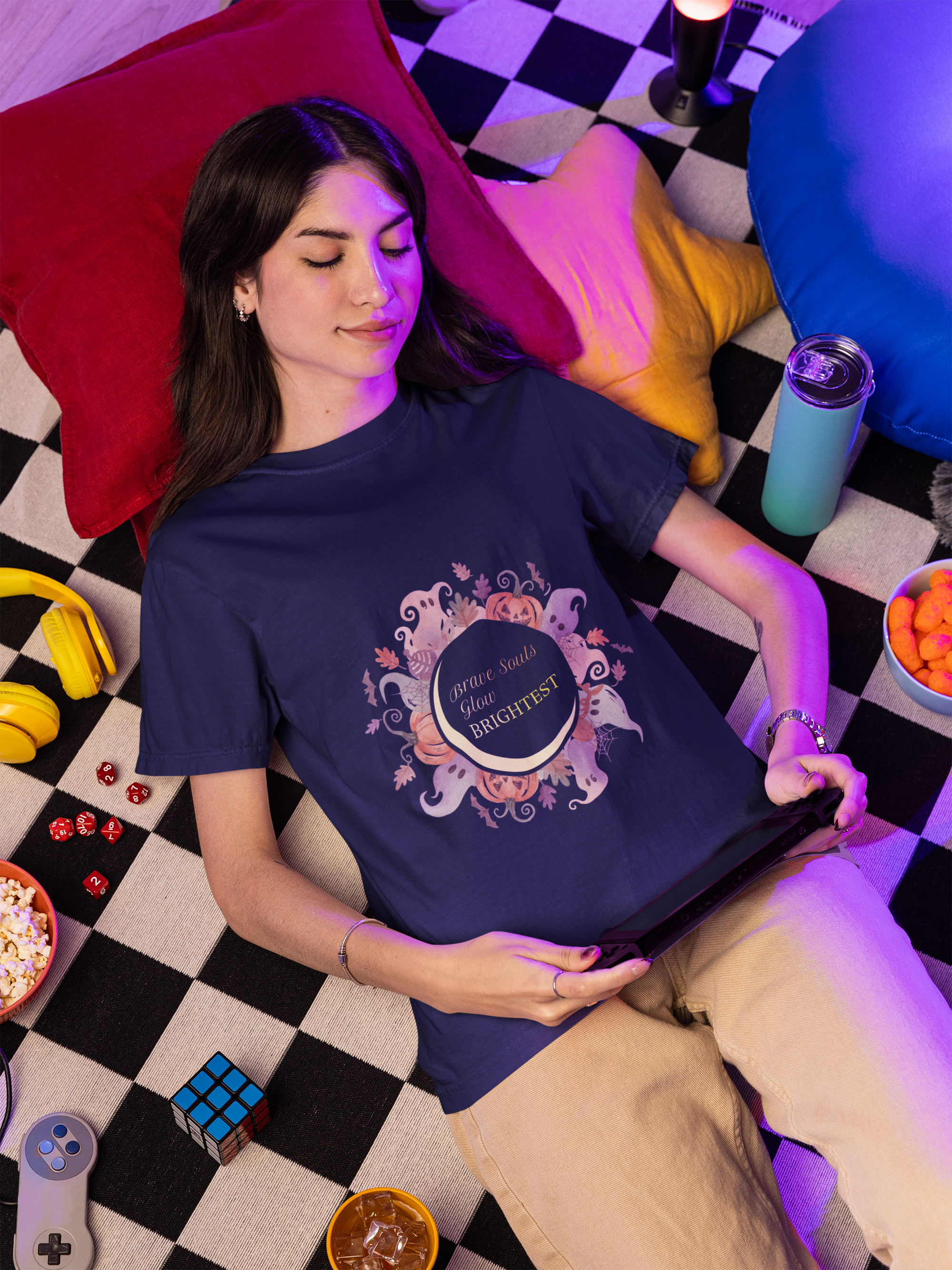 Brave Souls Shine Brightest T-Shirt – Empowering Halloween Tee for Resilient Spirits