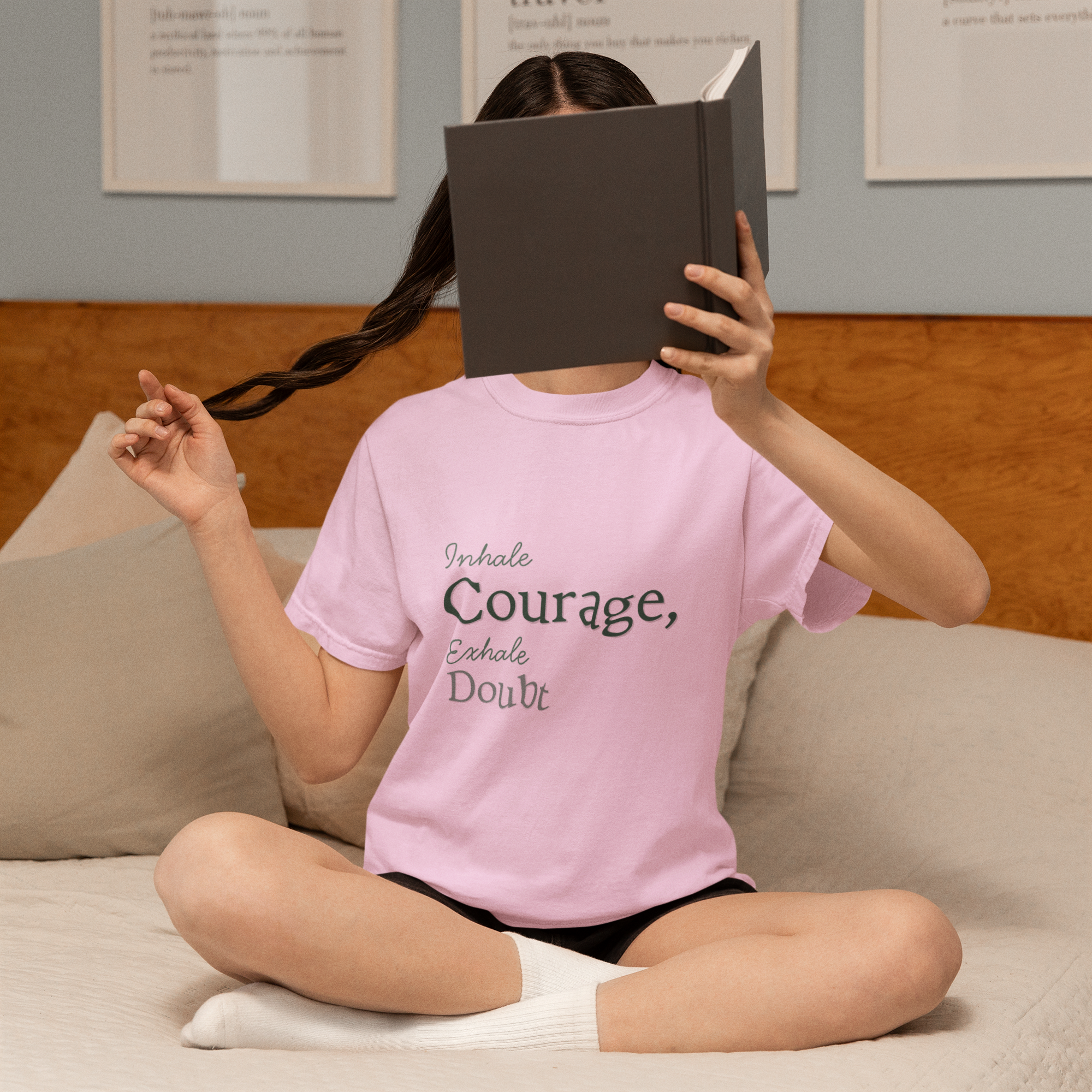 Inhale Courage, Exhale Doubt T-Shirt – Minimalist Mindful Apparel for Calm Strength