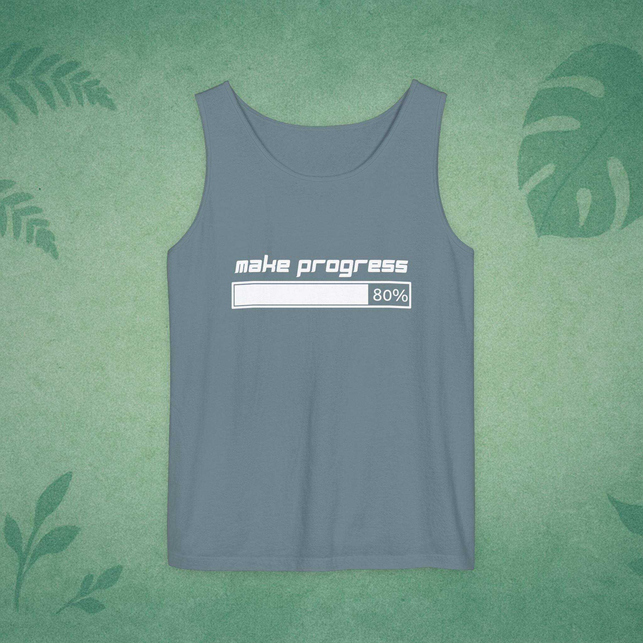 Make Progress Tank Top (Dark-Colored Ver.) – Mindfulness Tank, Positive Growth Activewear, Encouraging Gift for Yoga Lovers & Focused Go-Getters
