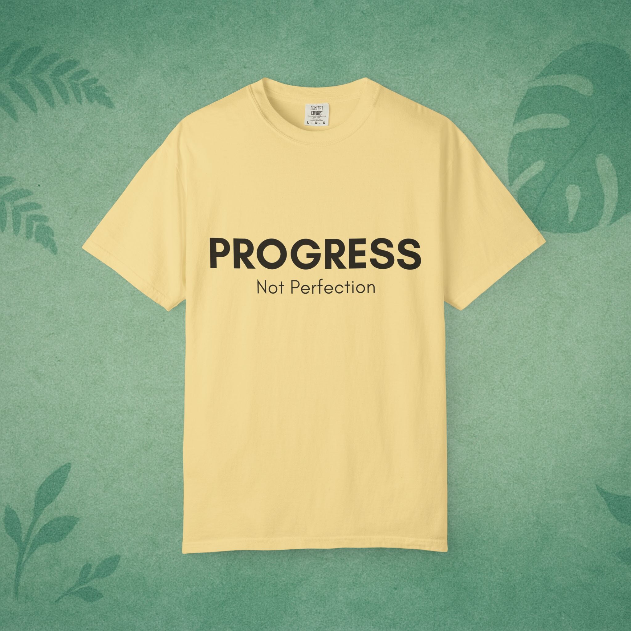 Progress Not Perfection Unisex Garment-Dyed T-Shirt – Relaxed Fit Yoga Mindfulness Tee, Positive Affirmation Self-Care Gift
