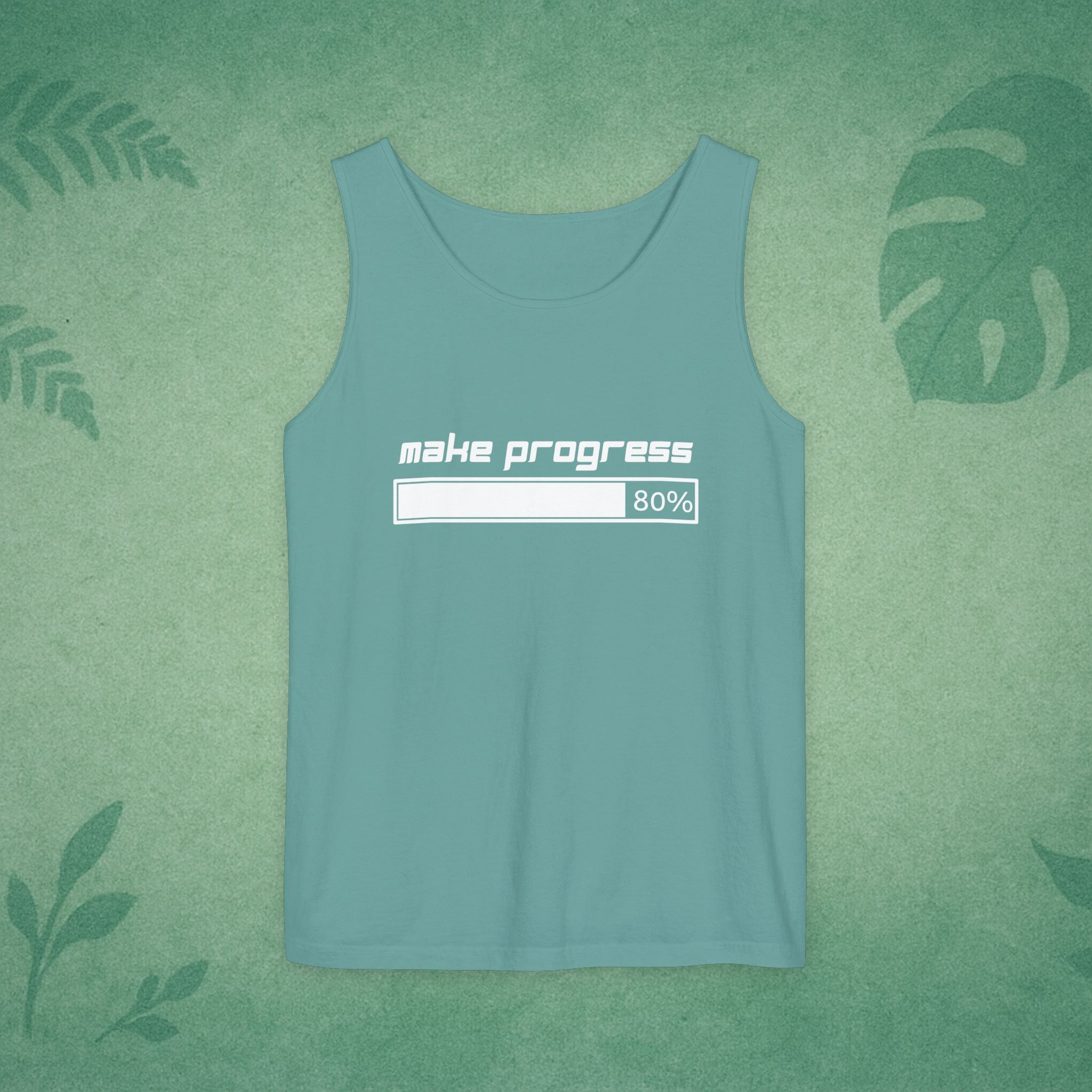 Make Progress Tank Top (Dark-Colored Ver.) – Mindfulness Tank, Positive Growth Activewear, Encouraging Gift for Yoga Lovers & Focused Go-Getters