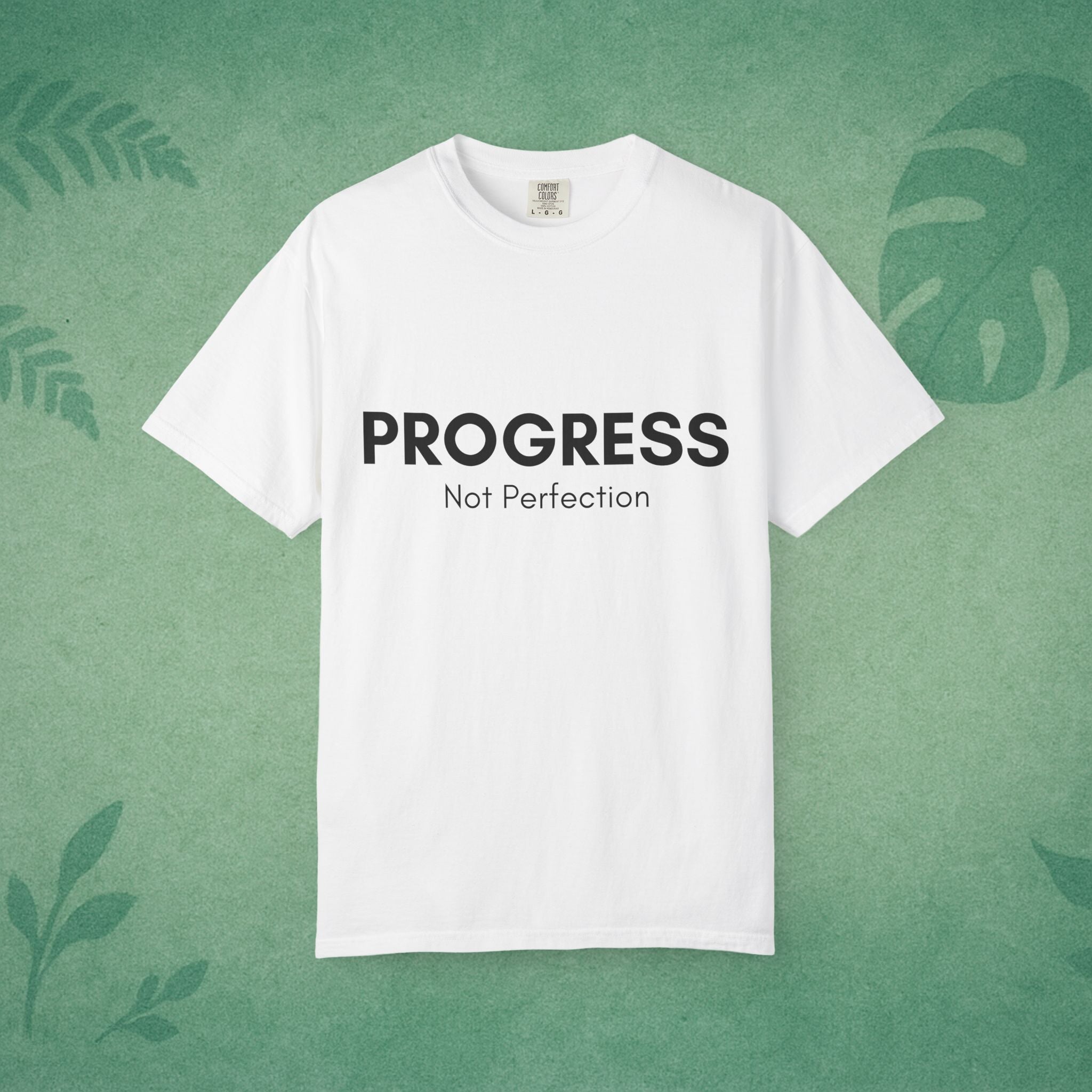 Progress Not Perfection Unisex Garment-Dyed T-Shirt – Relaxed Fit Yoga Mindfulness Tee, Positive Affirmation Self-Care Gift