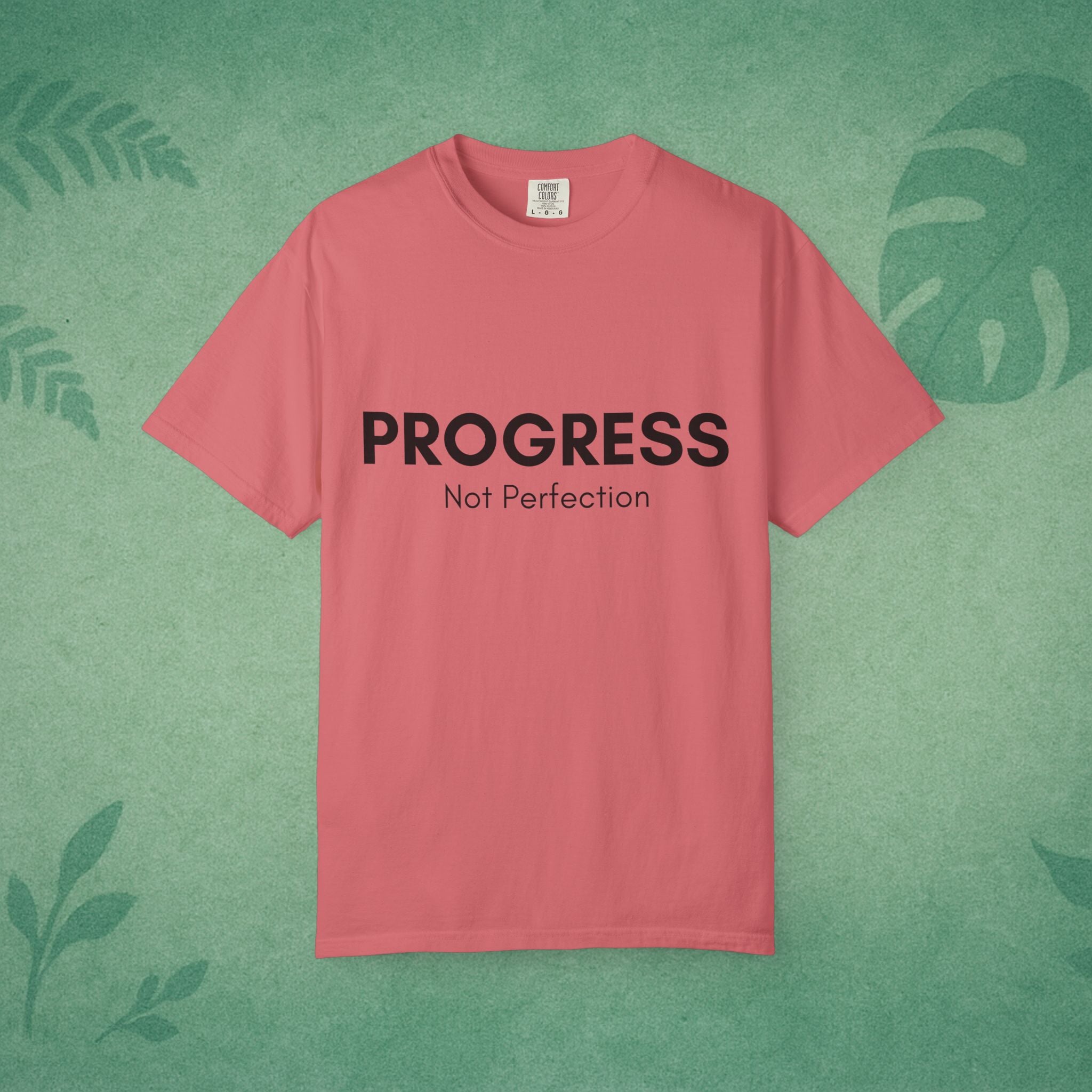 Progress Not Perfection Unisex Garment-Dyed T-Shirt – Relaxed Fit Yoga Mindfulness Tee, Positive Affirmation Self-Care Gift