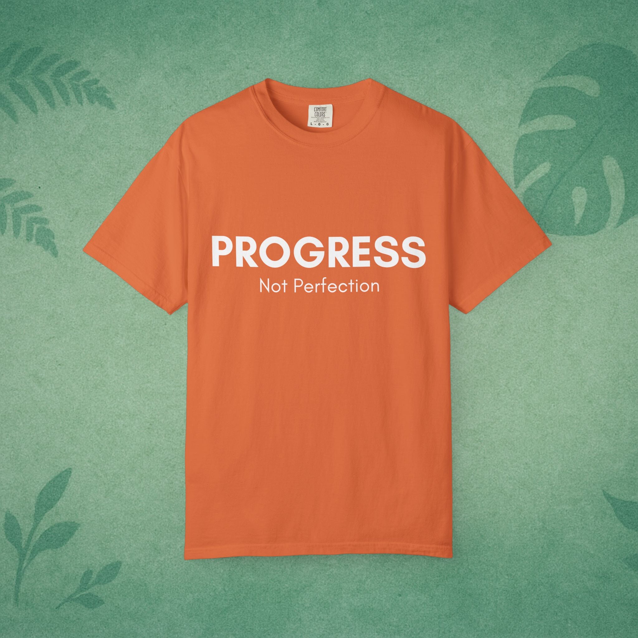 Progress, Not Perfection Yoga T-Shirt – Unisex Garment-Dyed, Relaxed Fit Mindfulness Affirmation Self-Care Gift