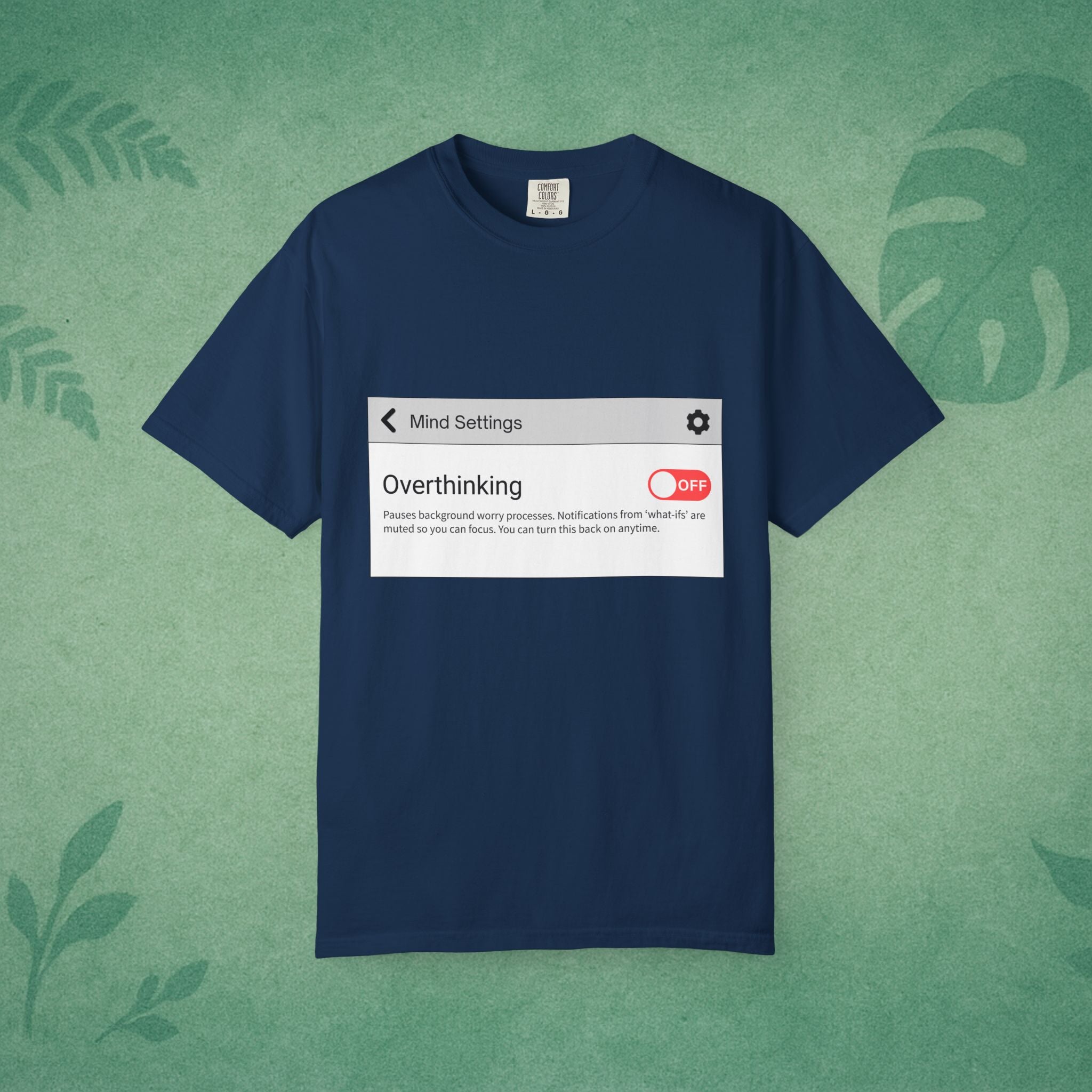 Overthinking: OFF T-Shirt – Digital Calm Tee for Mindful Living