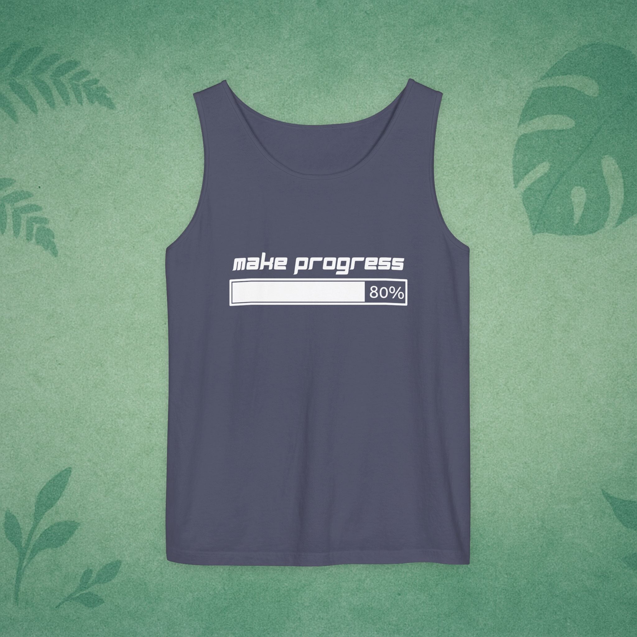 Make Progress Tank Top (Dark-Colored Ver.) – Mindfulness Tank, Positive Growth Activewear, Encouraging Gift for Yoga Lovers & Focused Go-Getters
