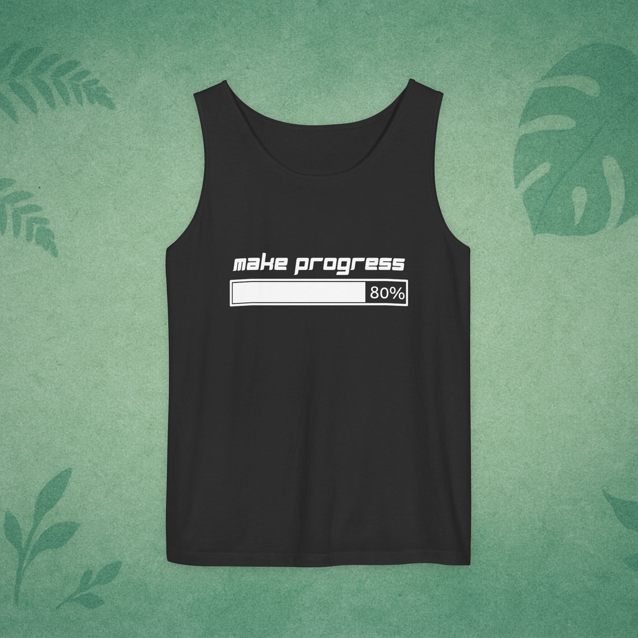 Make Progress Tank Top (Dark-Colored Ver.) – Mindfulness Tank, Positive Growth Activewear, Encouraging Gift for Yoga Lovers & Focused Go-Getters
