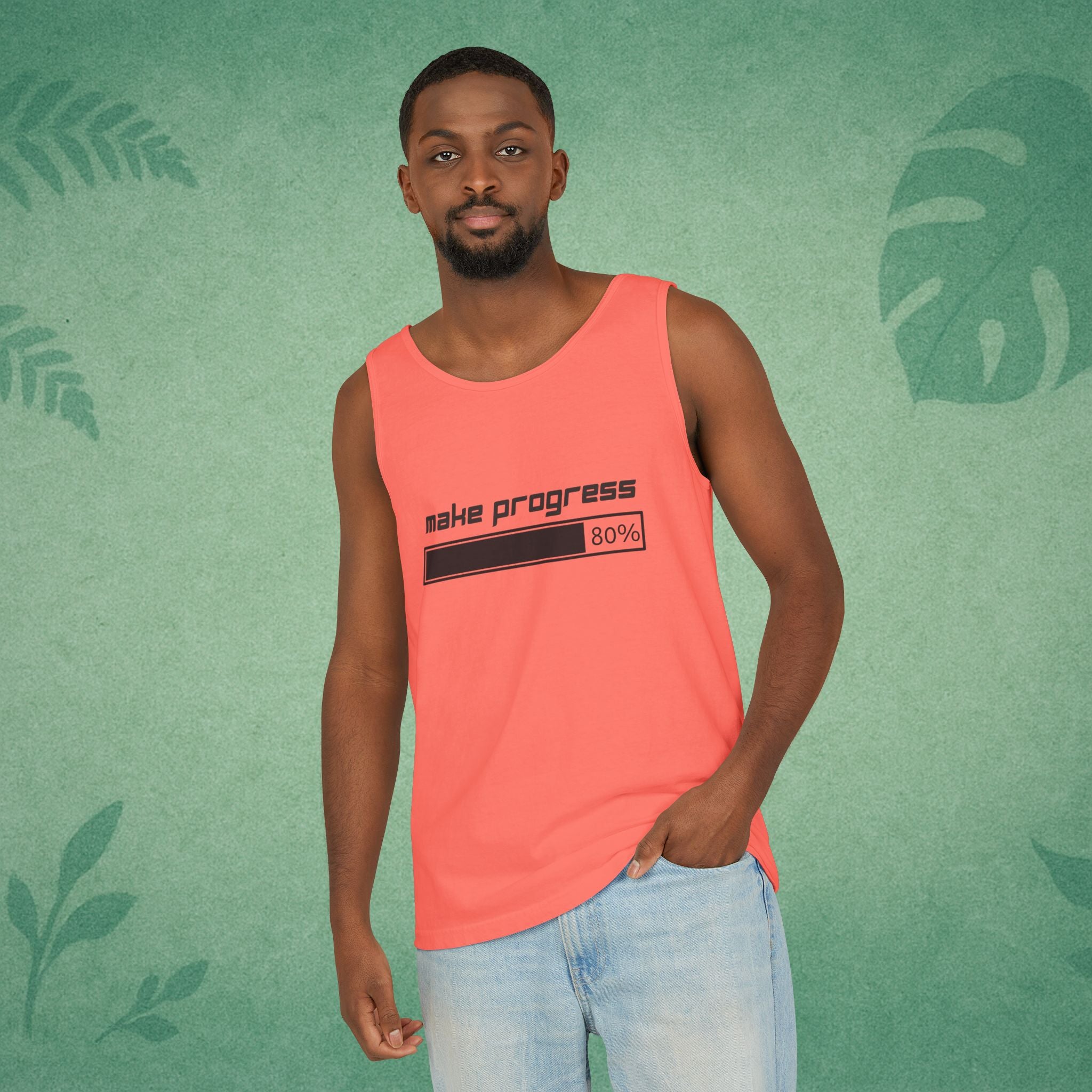 Make Progress Tank Top – Motivational Activewear, Resilience Gym Warmup Top, Mindful Summer Apparel