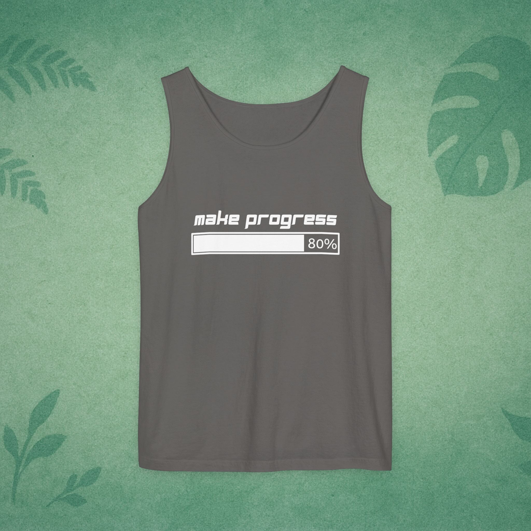 Make Progress Tank Top (Dark-Colored Ver.) – Mindfulness Tank, Positive Growth Activewear, Encouraging Gift for Yoga Lovers & Focused Go-Getters