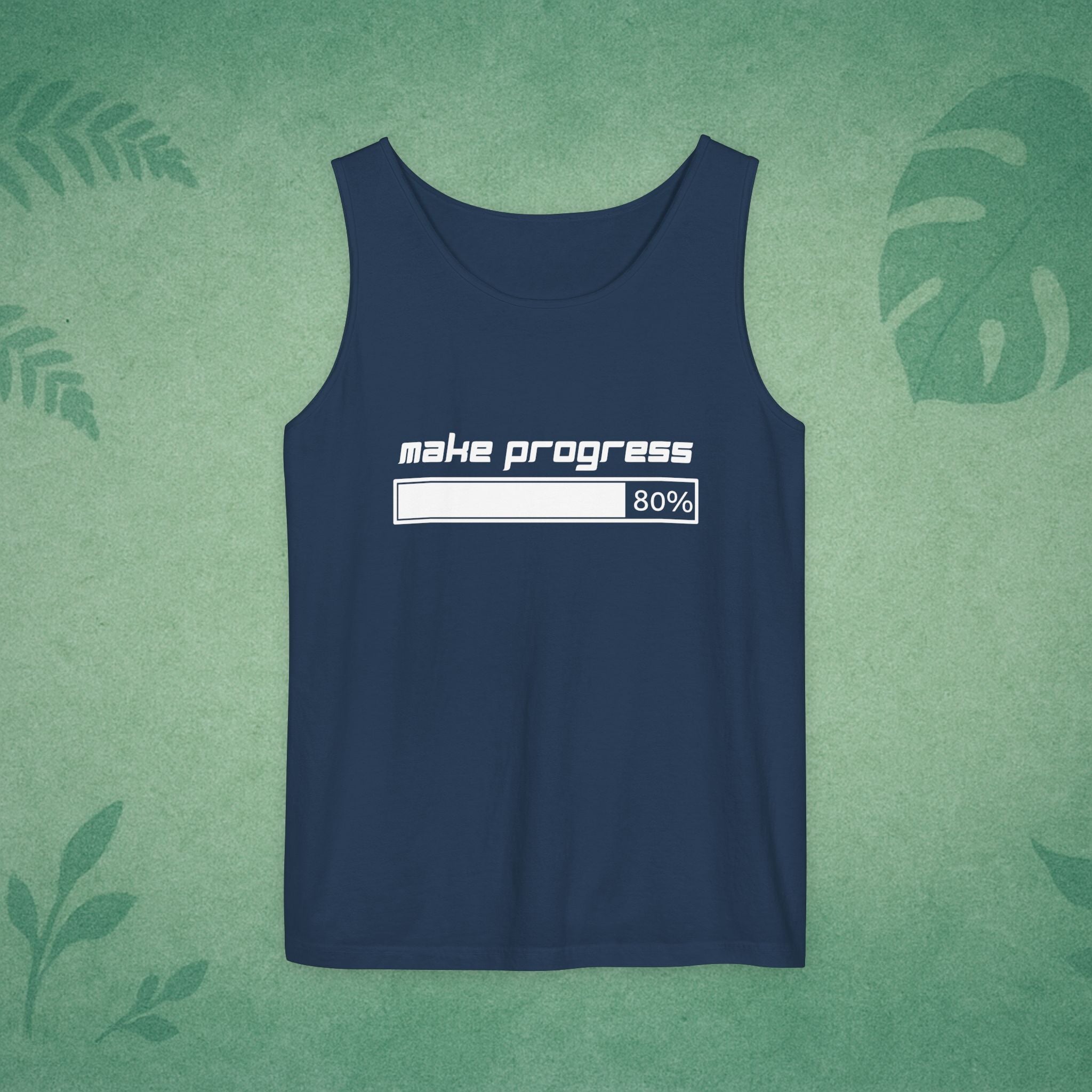 Make Progress Tank Top (Dark-Colored Ver.) – Mindfulness Tank, Positive Growth Activewear, Encouraging Gift for Yoga Lovers & Focused Go-Getters