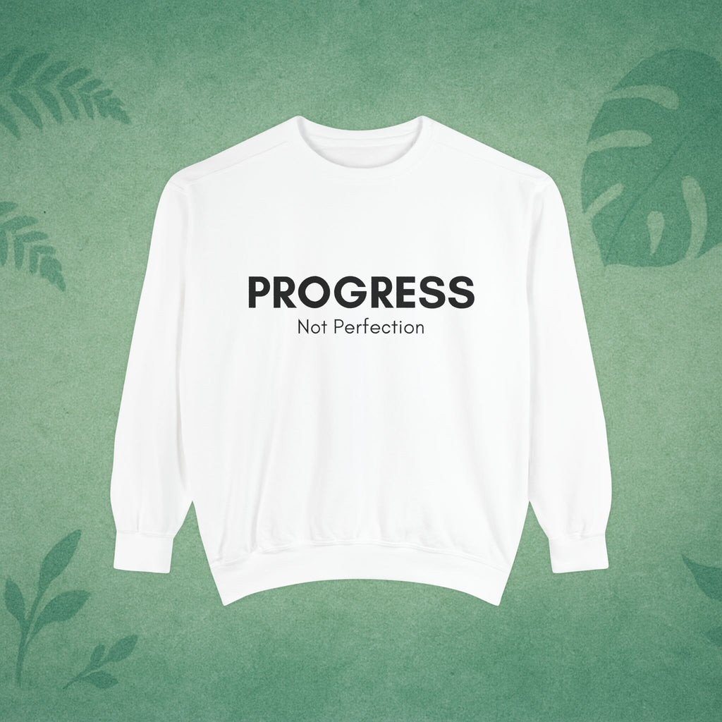 Progress Not Perfection Unisex Crewneck Sweatshirt – Classic Fit Workday Mindfulness for Young Professionals