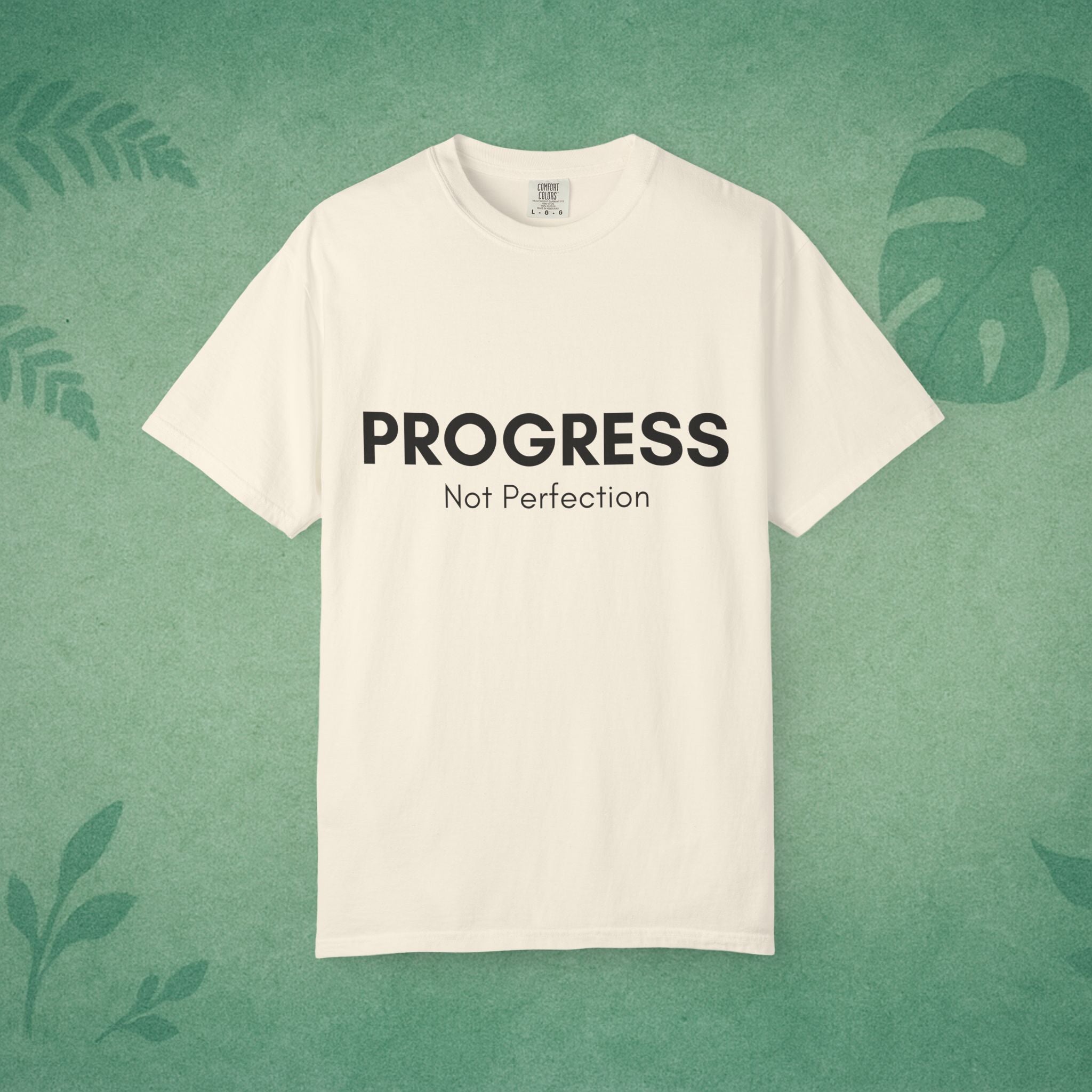 Progress Not Perfection Unisex Garment-Dyed T-Shirt – Relaxed Fit Yoga Mindfulness Tee, Positive Affirmation Self-Care Gift