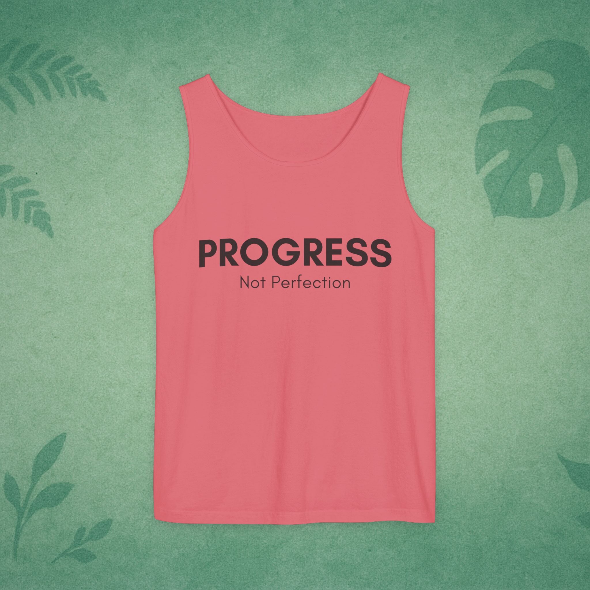 Progress Not Perfection Unisex Garment-Dyed Tank Top – Relaxed Fit Mindfulness Top, Motivation for Young Professionals
