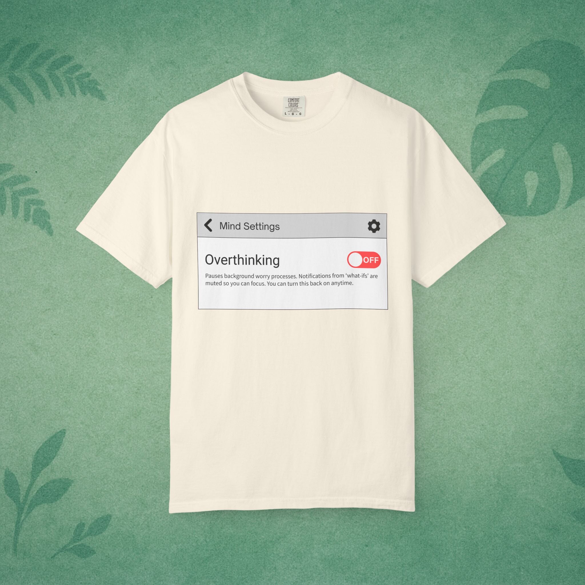 Overthinking: OFF T-Shirt – Digital Calm Tee for Mindful Living