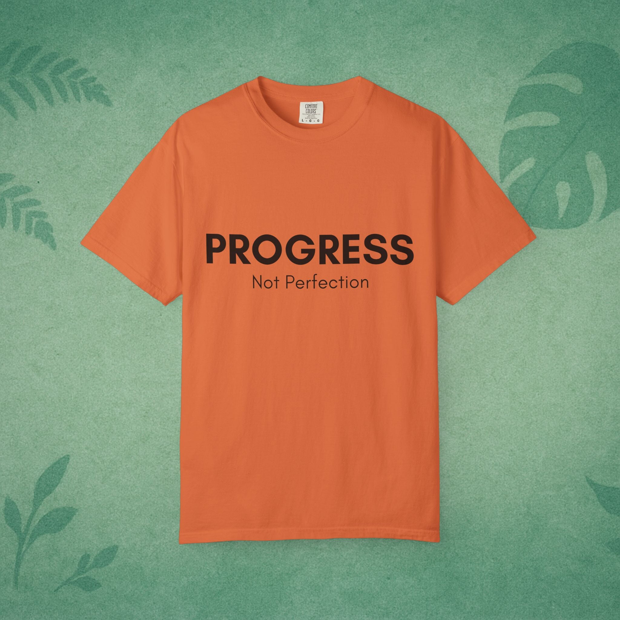 Progress Not Perfection Unisex Garment-Dyed T-Shirt – Relaxed Fit Yoga Mindfulness Tee, Positive Affirmation Self-Care Gift