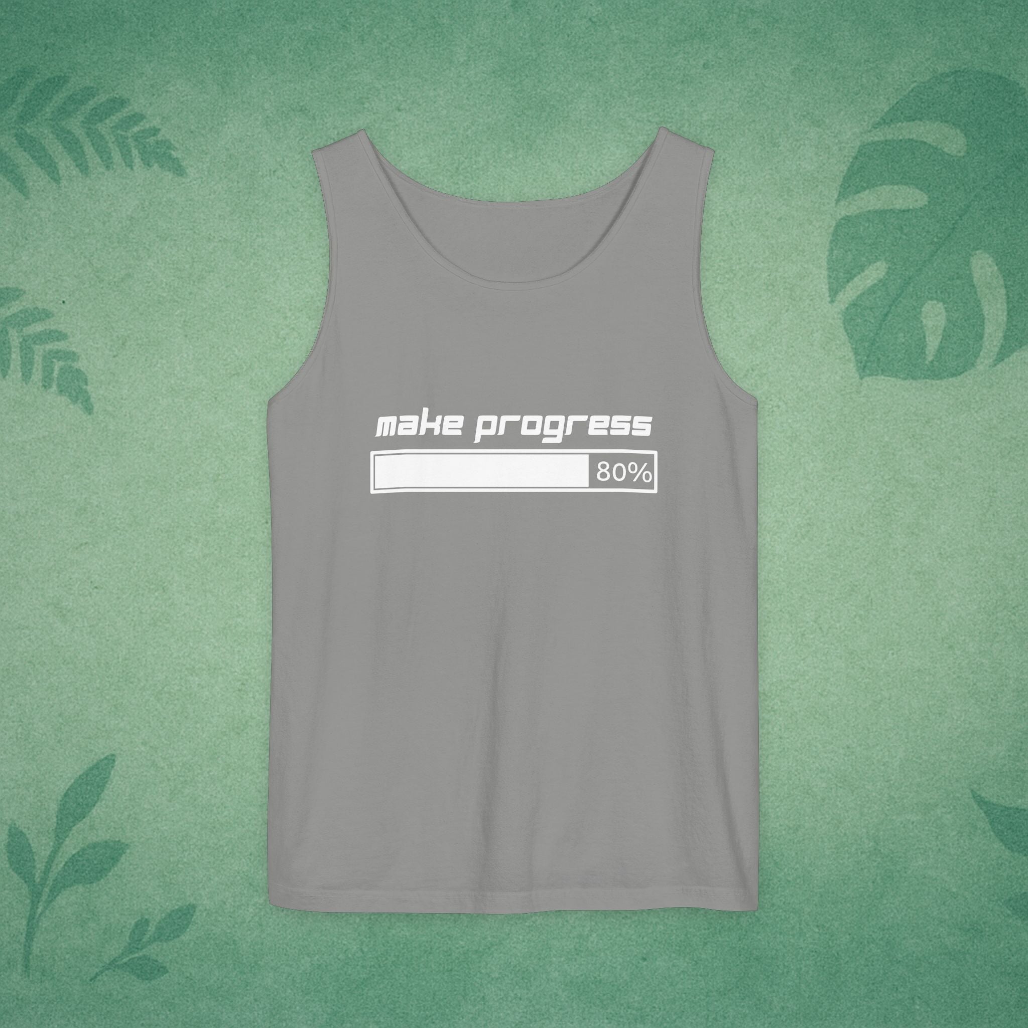 Make Progress Tank Top (Dark-Colored Ver.) – Mindfulness Tank, Positive Growth Activewear, Encouraging Gift for Yoga Lovers & Focused Go-Getters