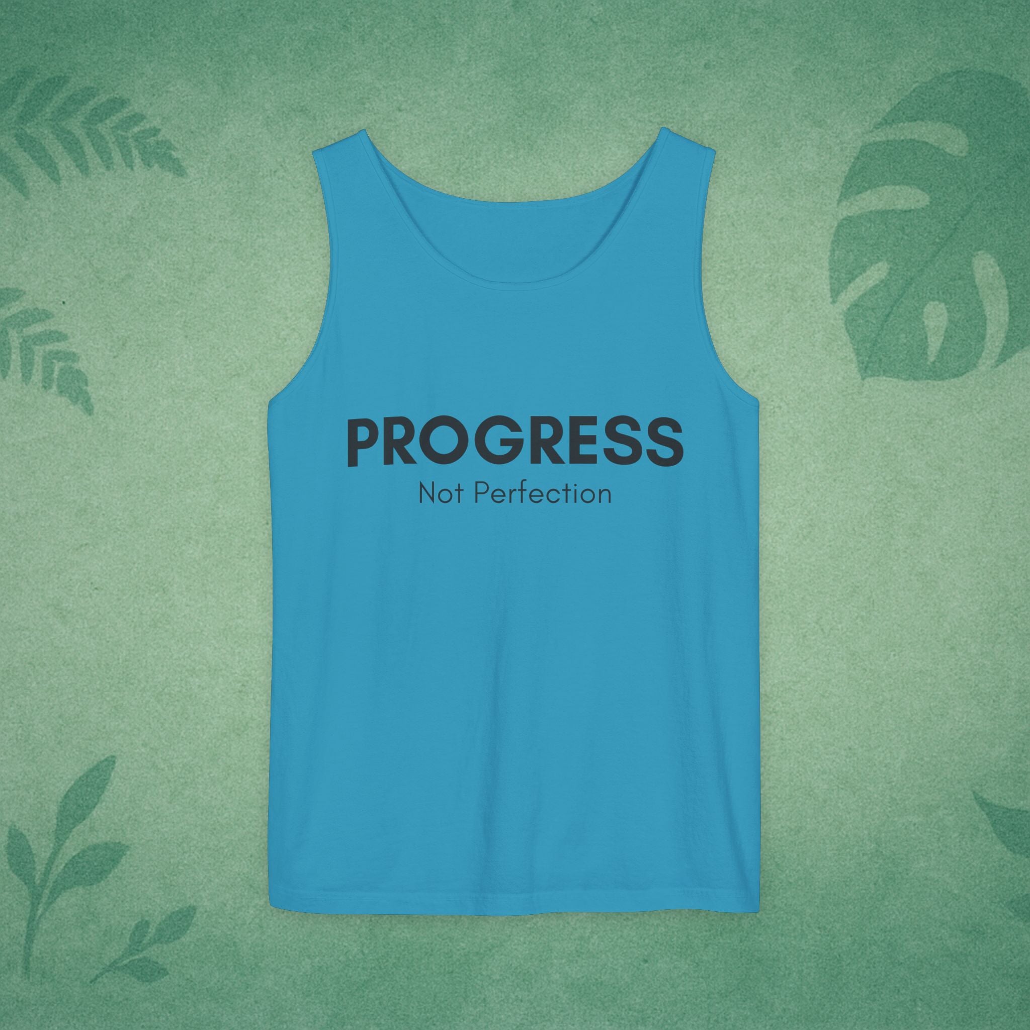 Progress Not Perfection Unisex Garment-Dyed Tank Top – Relaxed Fit Mindfulness Top, Motivation for Young Professionals