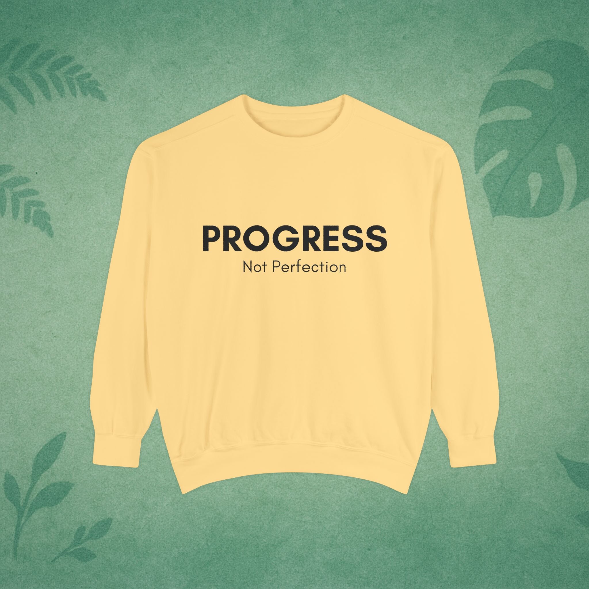 Progress Not Perfection Unisex Crewneck Sweatshirt – Classic Fit Workday Mindfulness for Young Professionals
