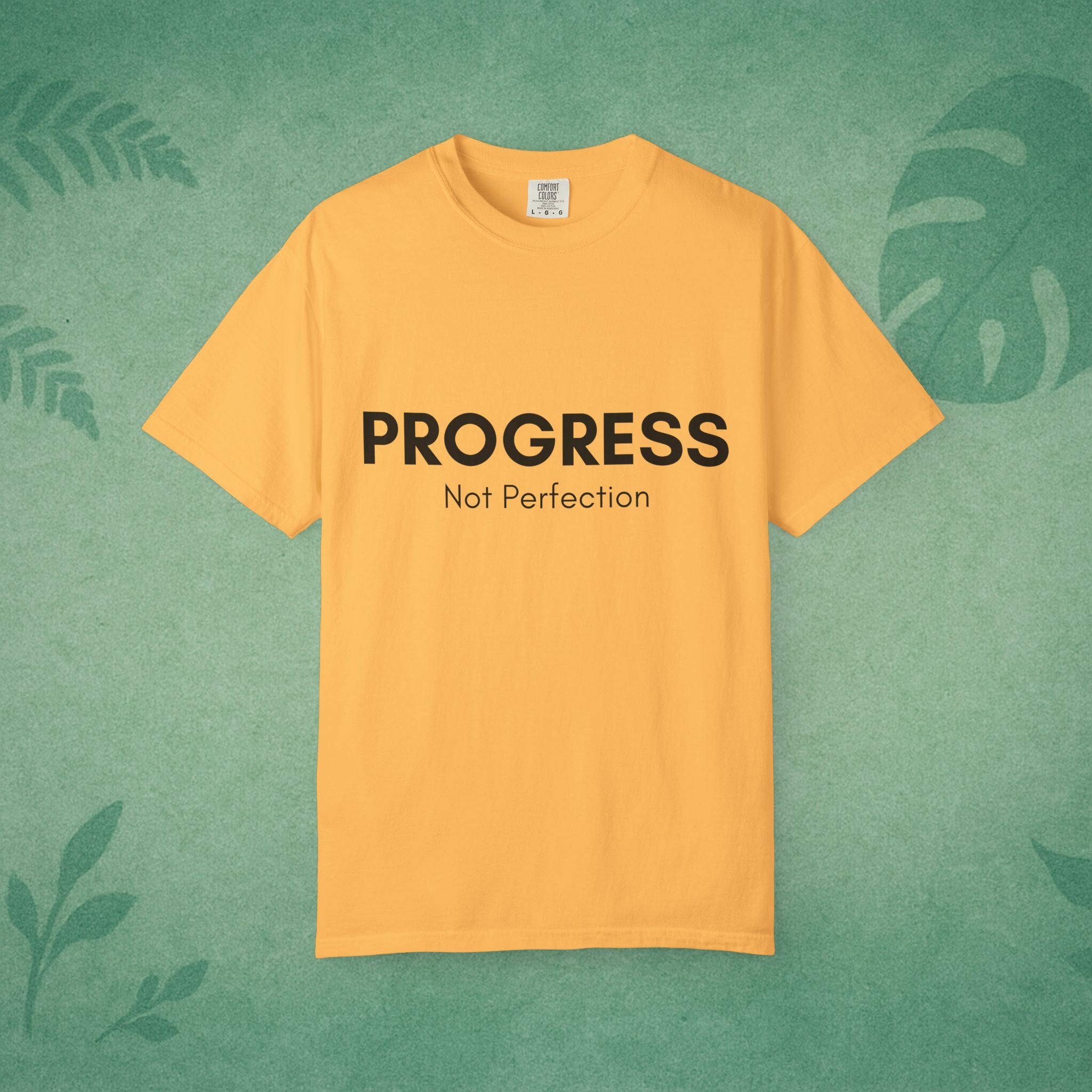 Progress Not Perfection Unisex Garment-Dyed T-Shirt – Relaxed Fit Yoga Mindfulness Tee, Positive Affirmation Self-Care Gift