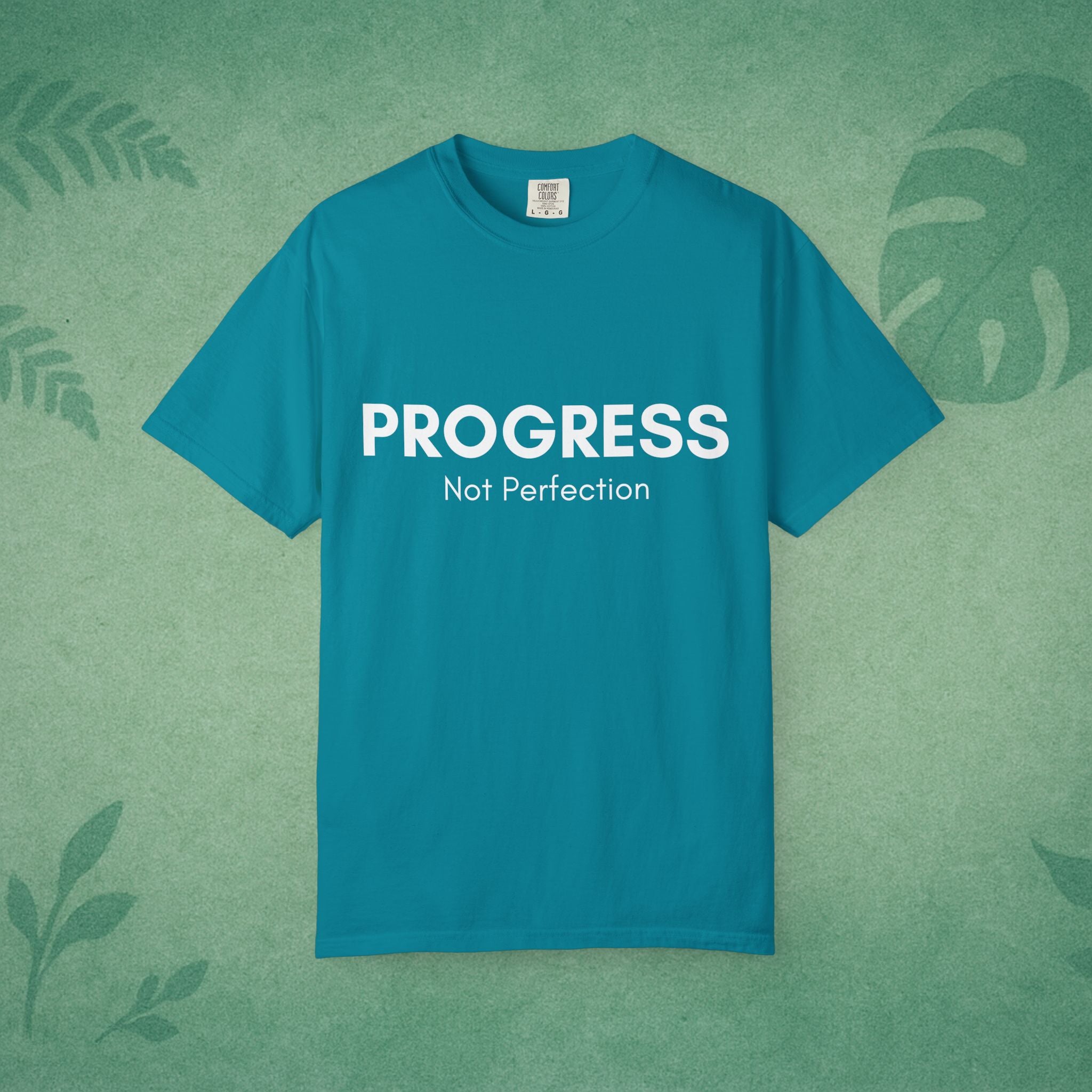 Progress, Not Perfection Yoga T-Shirt – Unisex Garment-Dyed, Relaxed Fit Mindfulness Affirmation Self-Care Gift