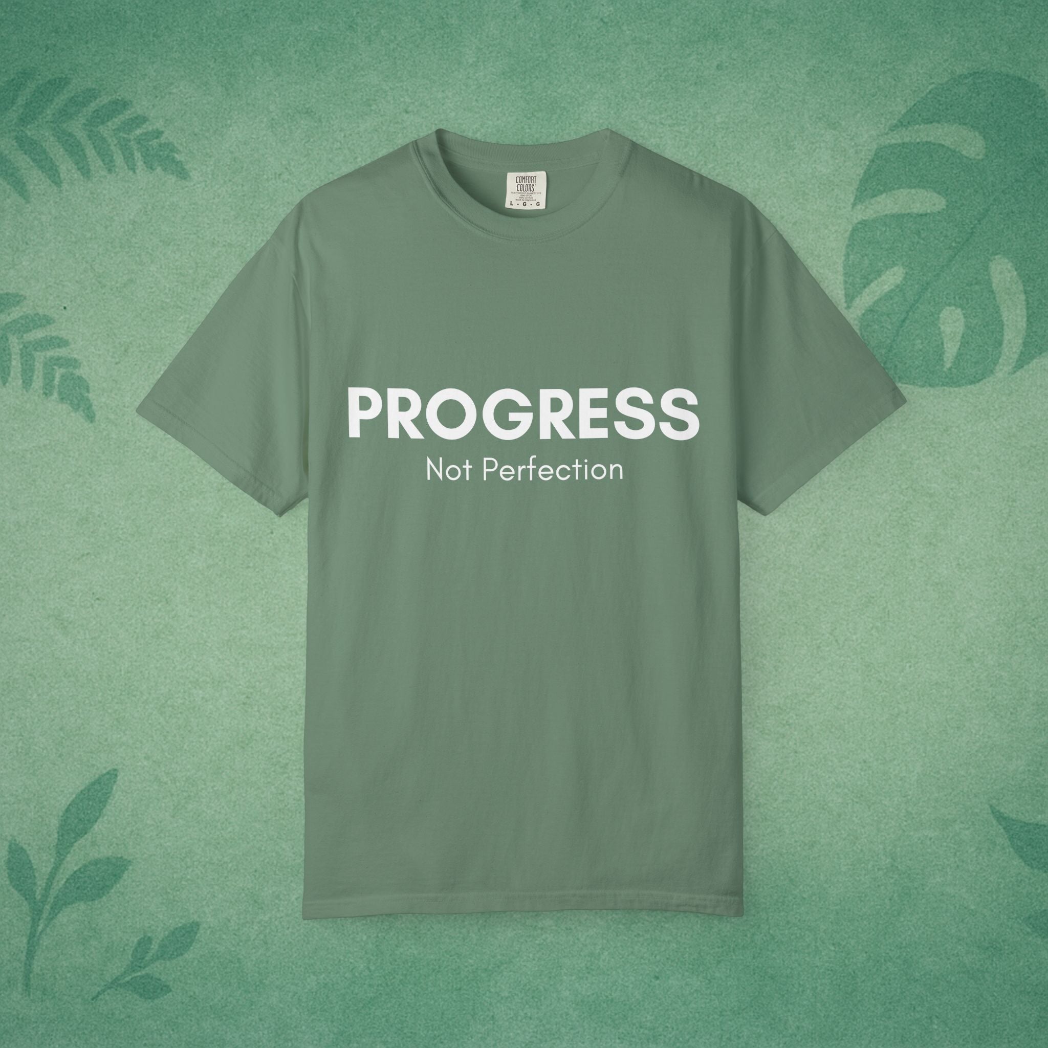 Progress, Not Perfection Yoga T-Shirt – Unisex Garment-Dyed, Relaxed Fit Mindfulness Affirmation Self-Care Gift