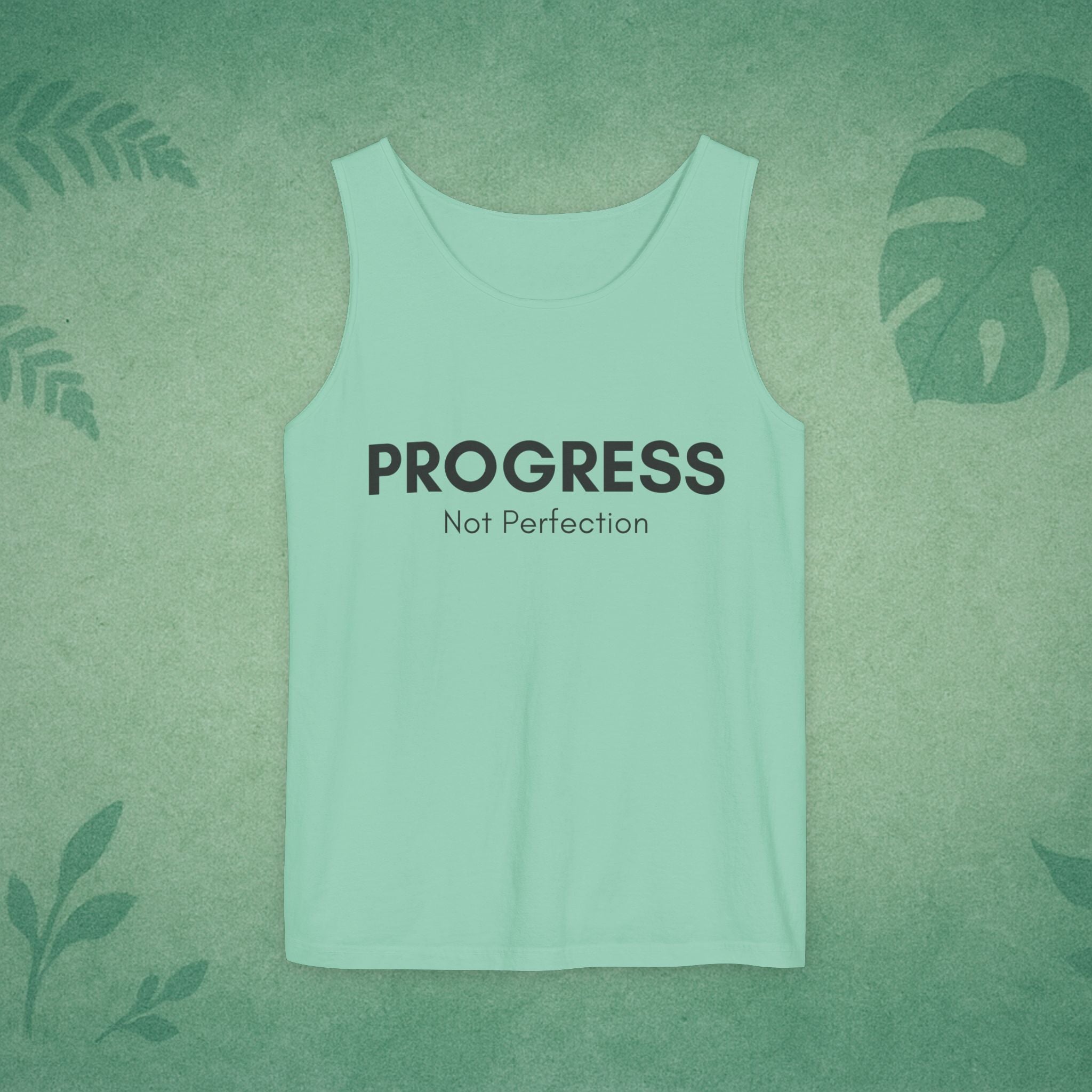 Progress Not Perfection Unisex Garment-Dyed Tank Top – Relaxed Fit Mindfulness Top, Motivation for Young Professionals
