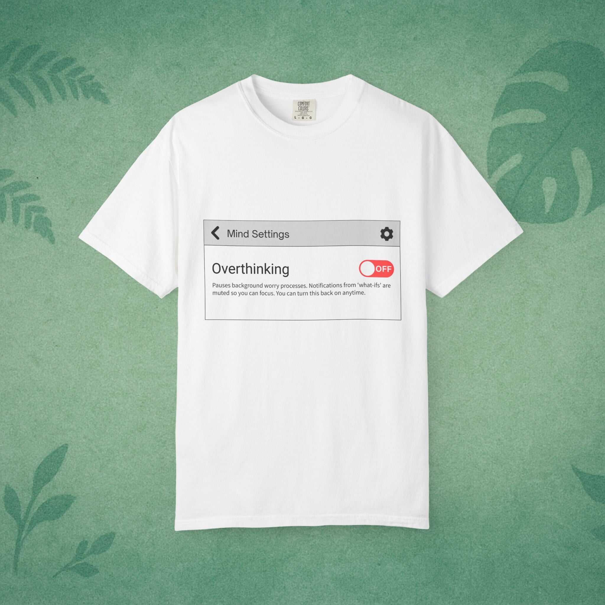 Overthinking: OFF T-Shirt – Digital Calm Tee for Mindful Living