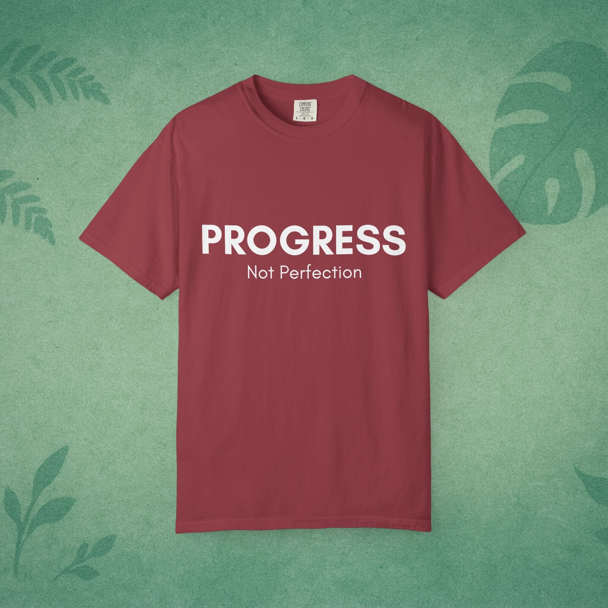 Progress, Not Perfection Yoga T-Shirt – Unisex Garment-Dyed, Relaxed Fit Mindfulness Affirmation Self-Care Gift