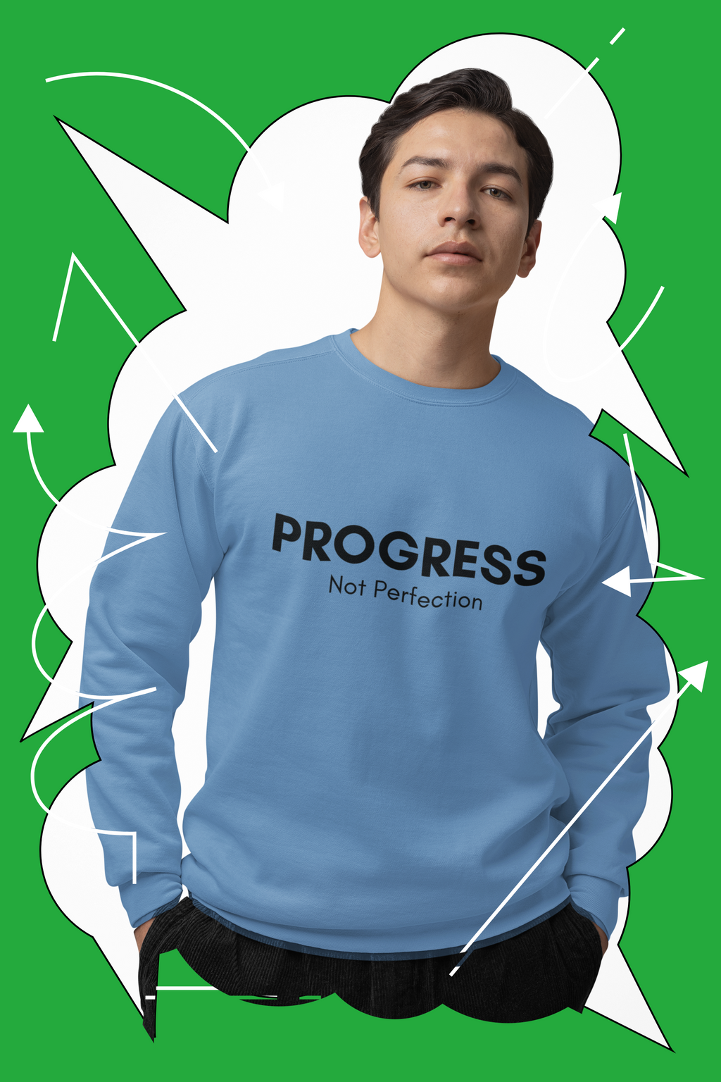 Progress Not Perfection Unisex Crewneck Sweatshirt – Classic Fit Workday Mindfulness for Young Professionals