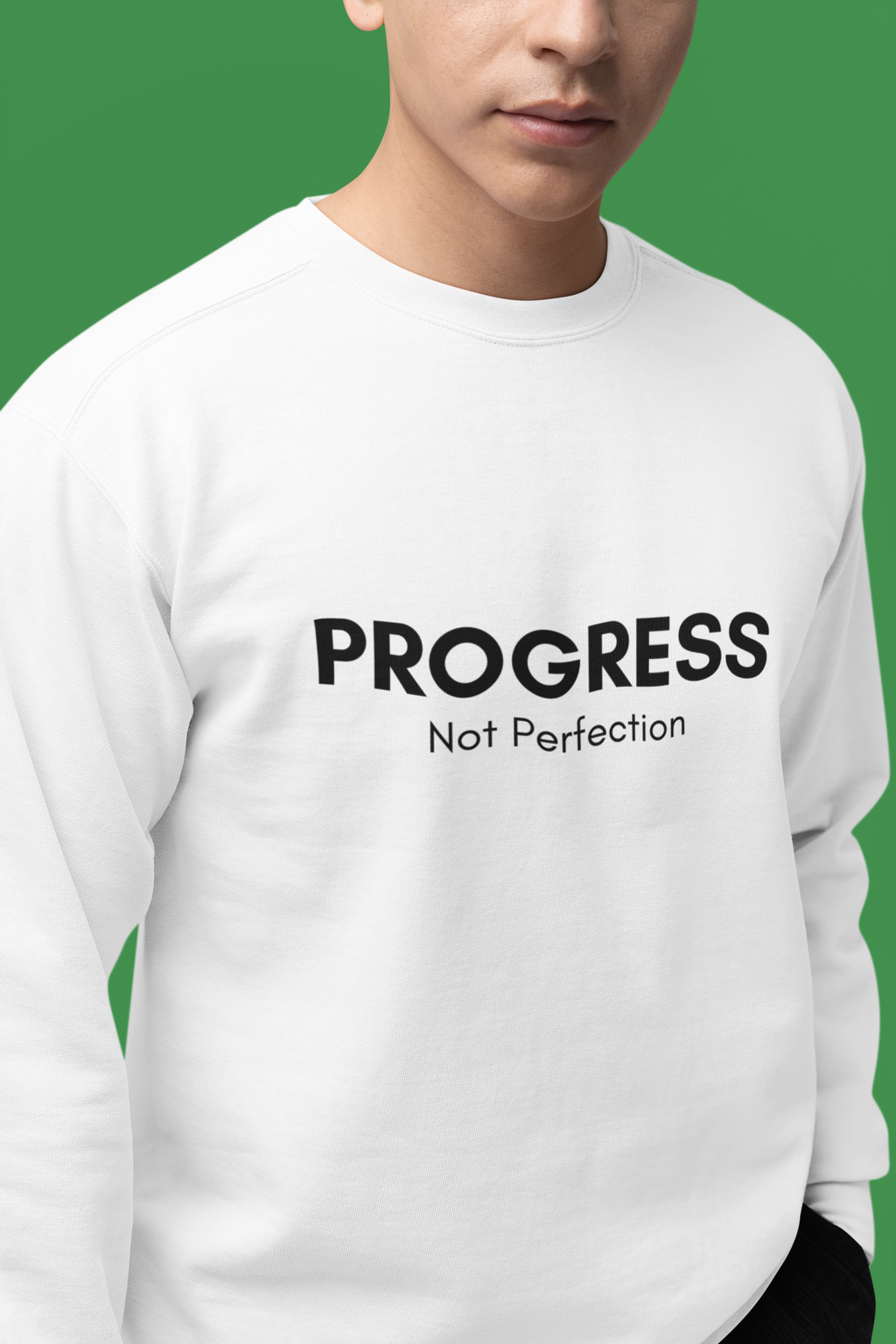 Progress Not Perfection Unisex Crewneck Sweatshirt – Classic Fit Workday Mindfulness for Young Professionals