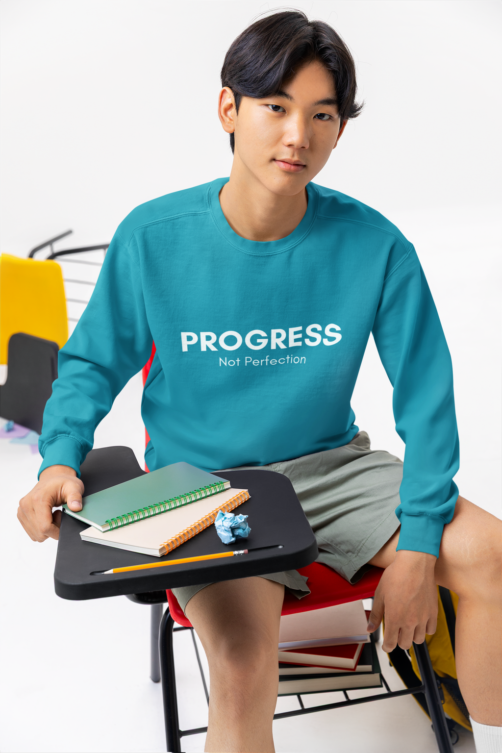 Progress Not Perfection Sweatshirt – Unisex Fleece Crewneck for Young Professionals, Office-Ready Affirmation