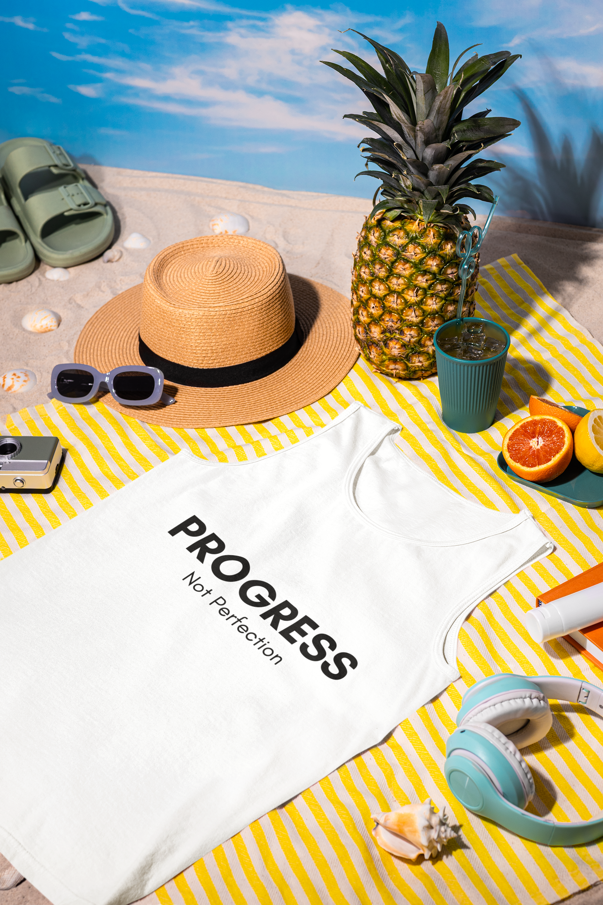 Progress Not Perfection Unisex Garment-Dyed Tank Top – Relaxed Fit Mindfulness Top, Motivation for Young Professionals