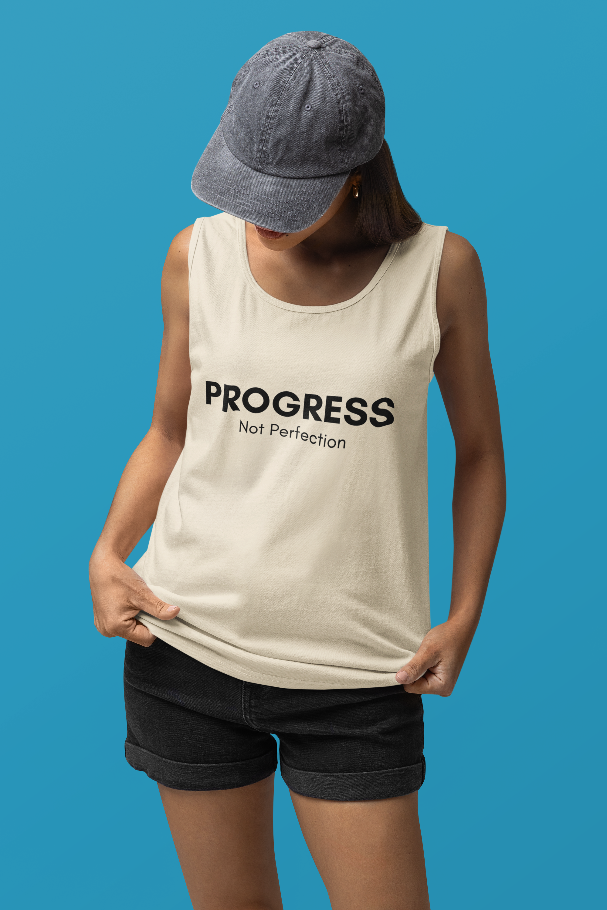 Progress Not Perfection Unisex Garment-Dyed Tank Top – Relaxed Fit Mindfulness Top, Motivation for Young Professionals