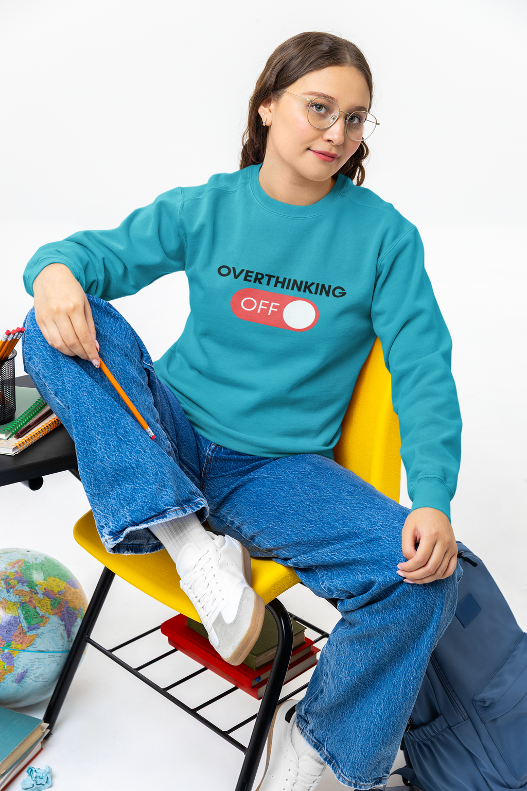 Overthinking Off Sweatshirt – Mental Wellness, Mindfulness Pullover, Self-Care Gift, Stress Relief, Motivational Apparel